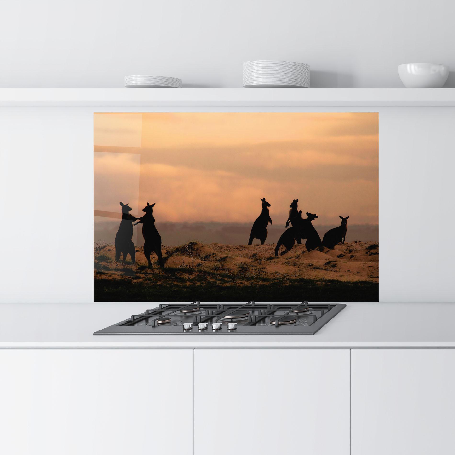 Konyhai üveg hátfal Kangaroos Playing mockup 9