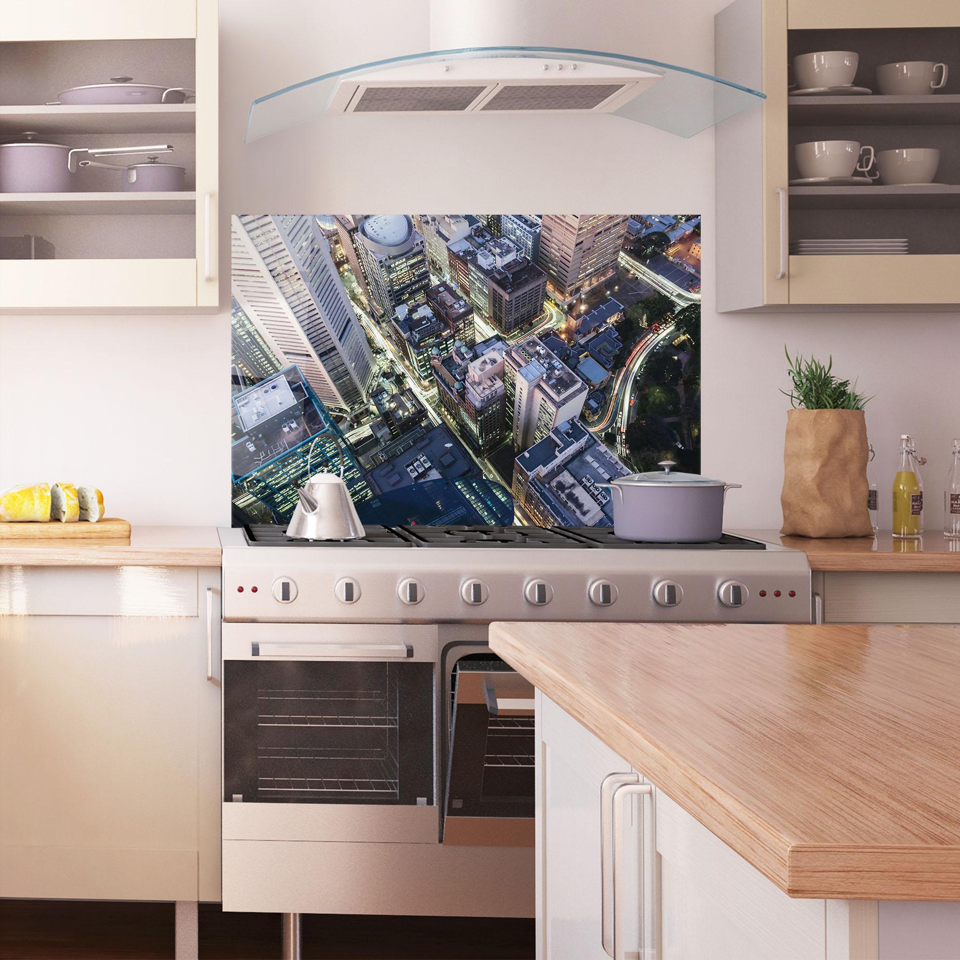 Konyhai üveg hátfal Green Purple Skyline mockup 1