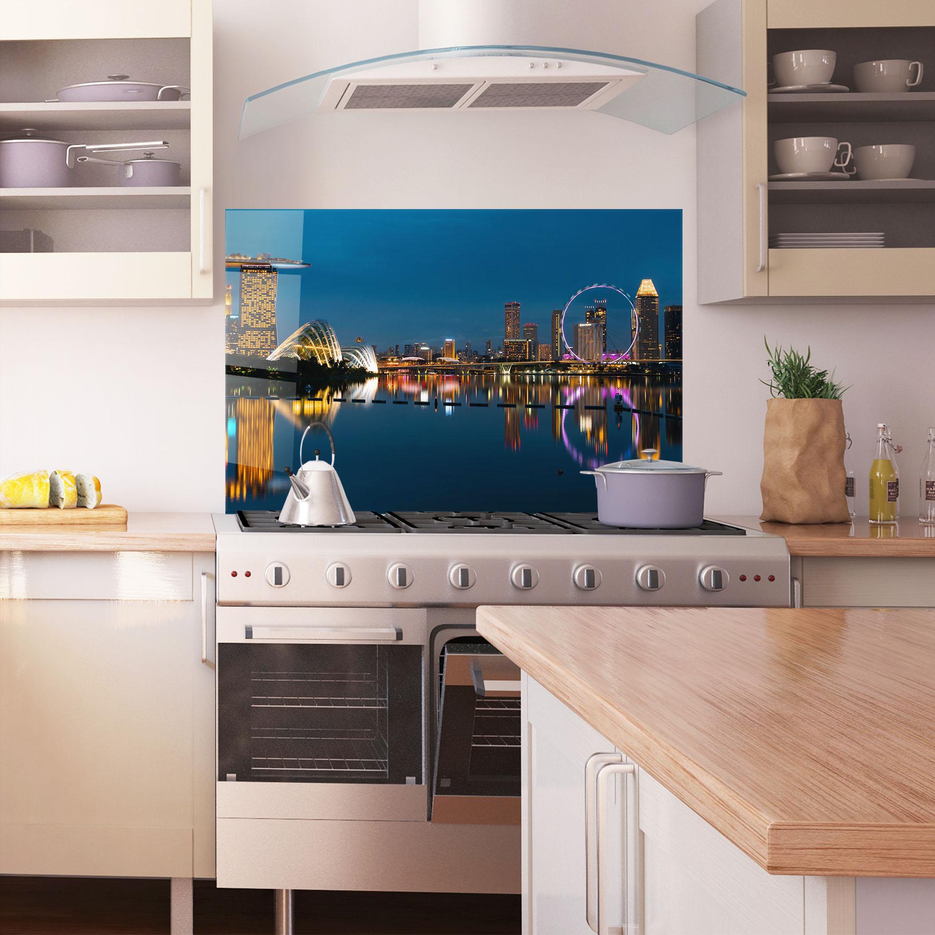 Konyhai üveg hátfal Singapore City Skyline mockup 1