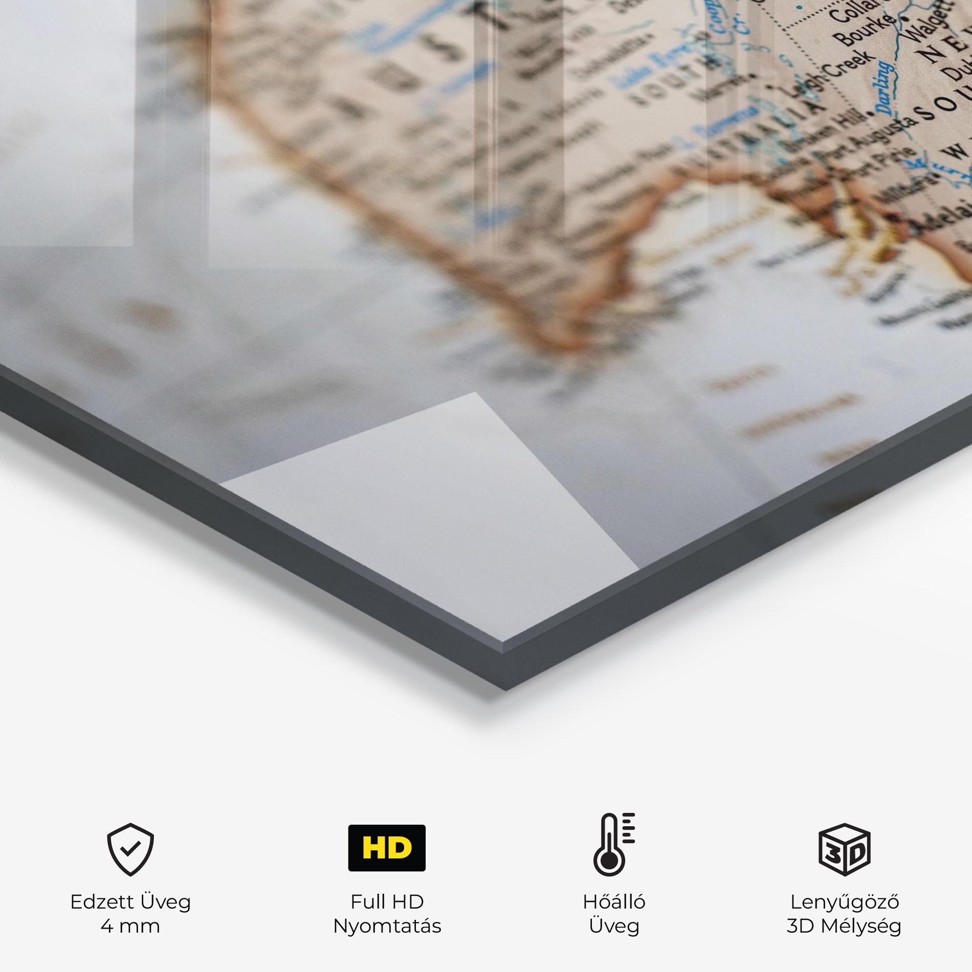 Konyhai üveg hátfal Australia Map mockup 2