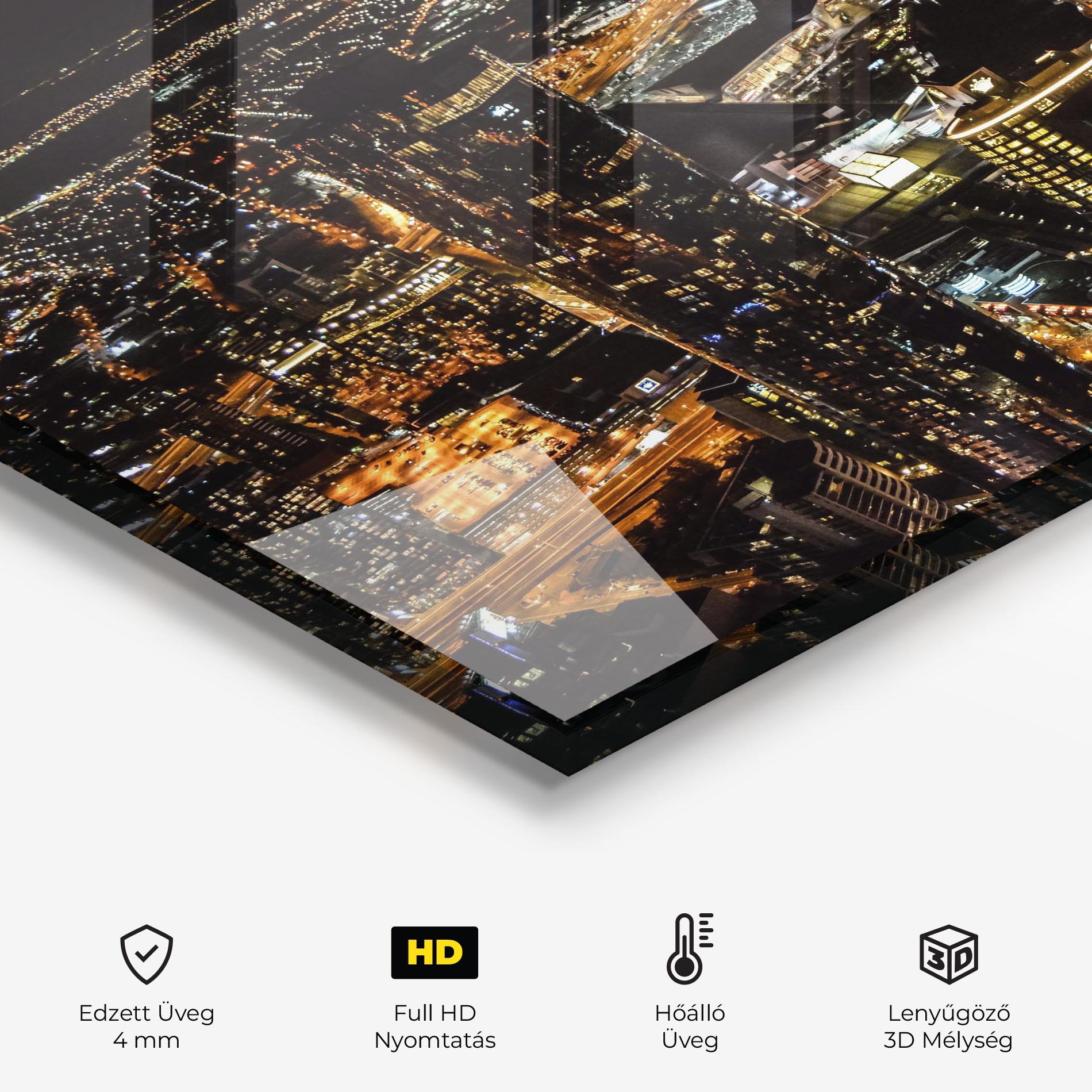 Konyhai üveg hátfal Black City Light mockup 2