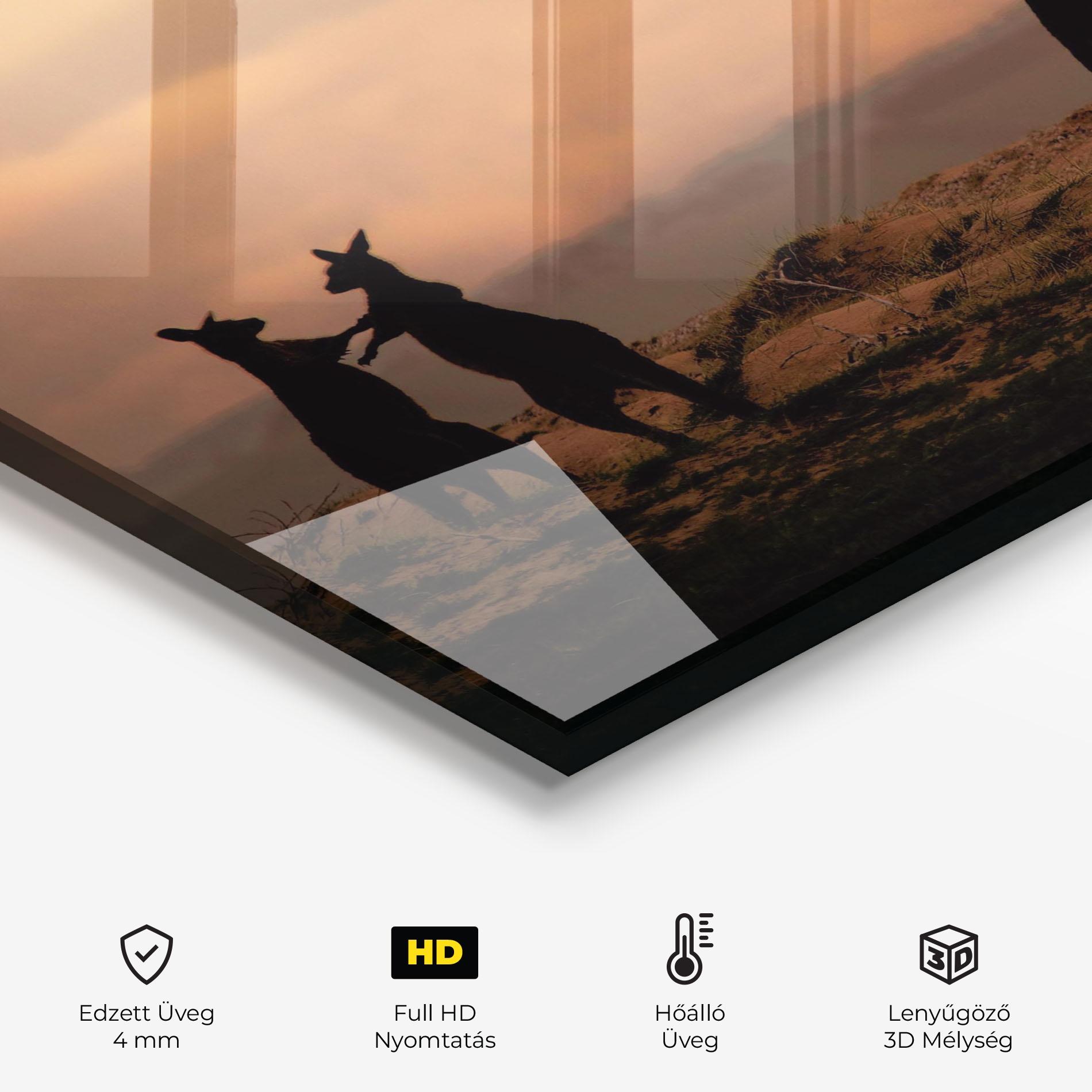 Konyhai üveg hátfal Kangaroos Playing mockup 2