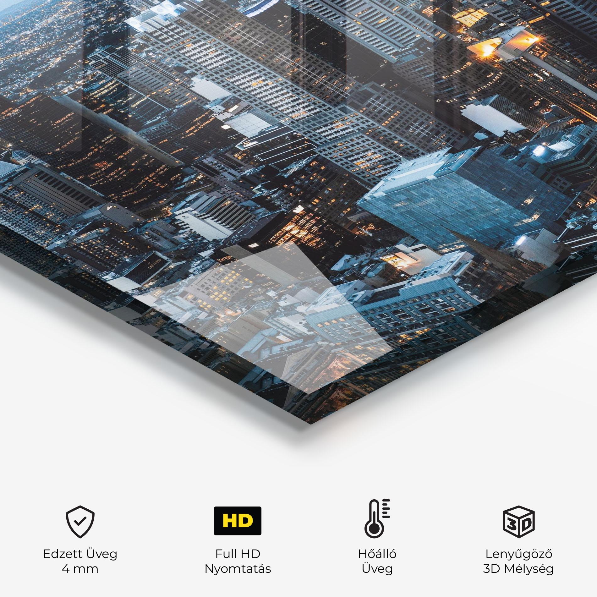 Konyhai üveg hátfal Yellow Lights Skyline mockup 2