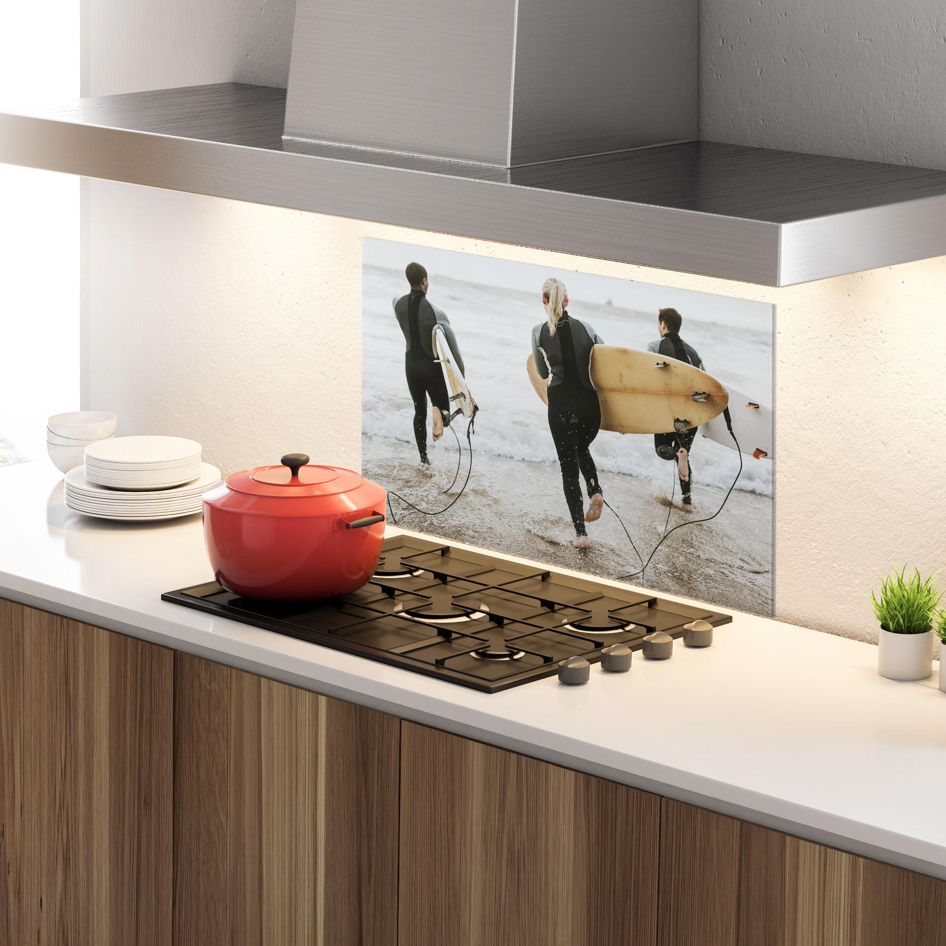 Konyhai üveg hátfal Australian Beach mockup 4