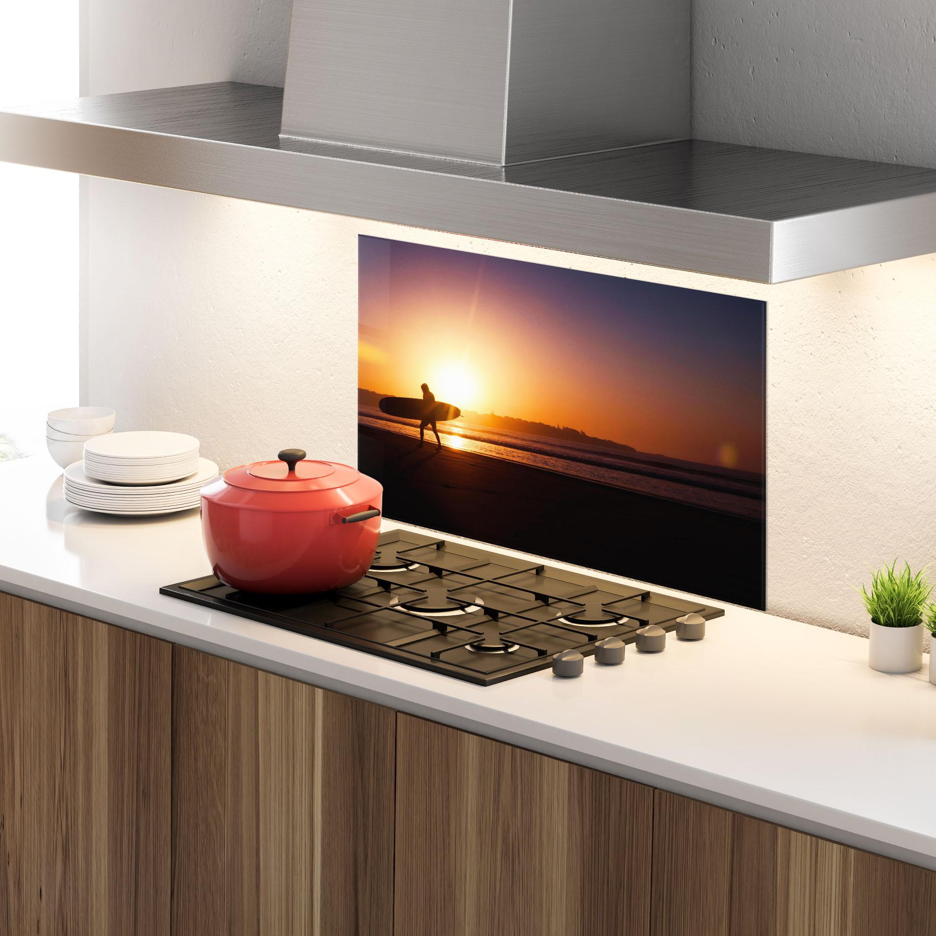 Konyhai üveg hátfal Australian Sunset mockup 4