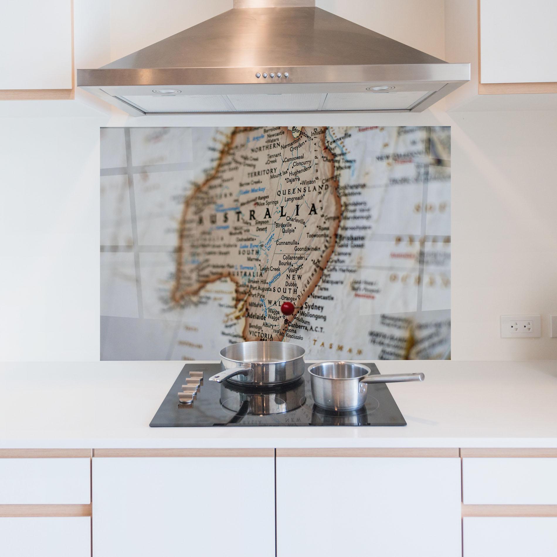 Konyhai üveg hátfal Australia Map mockup 5