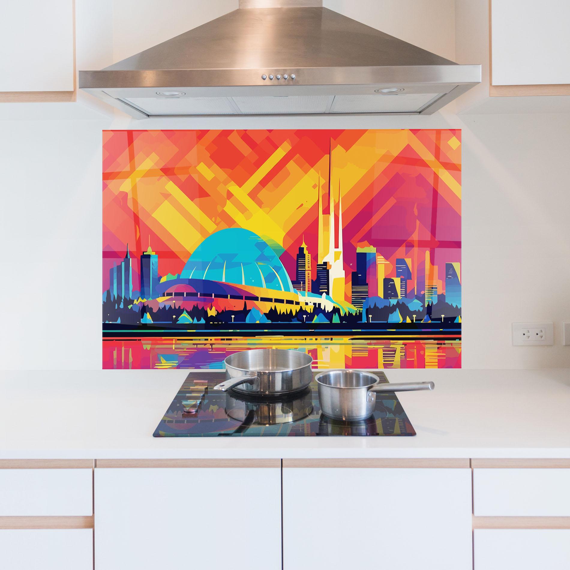 Konyhai üveg hátfal Blue Olympic Stadium mockup 5