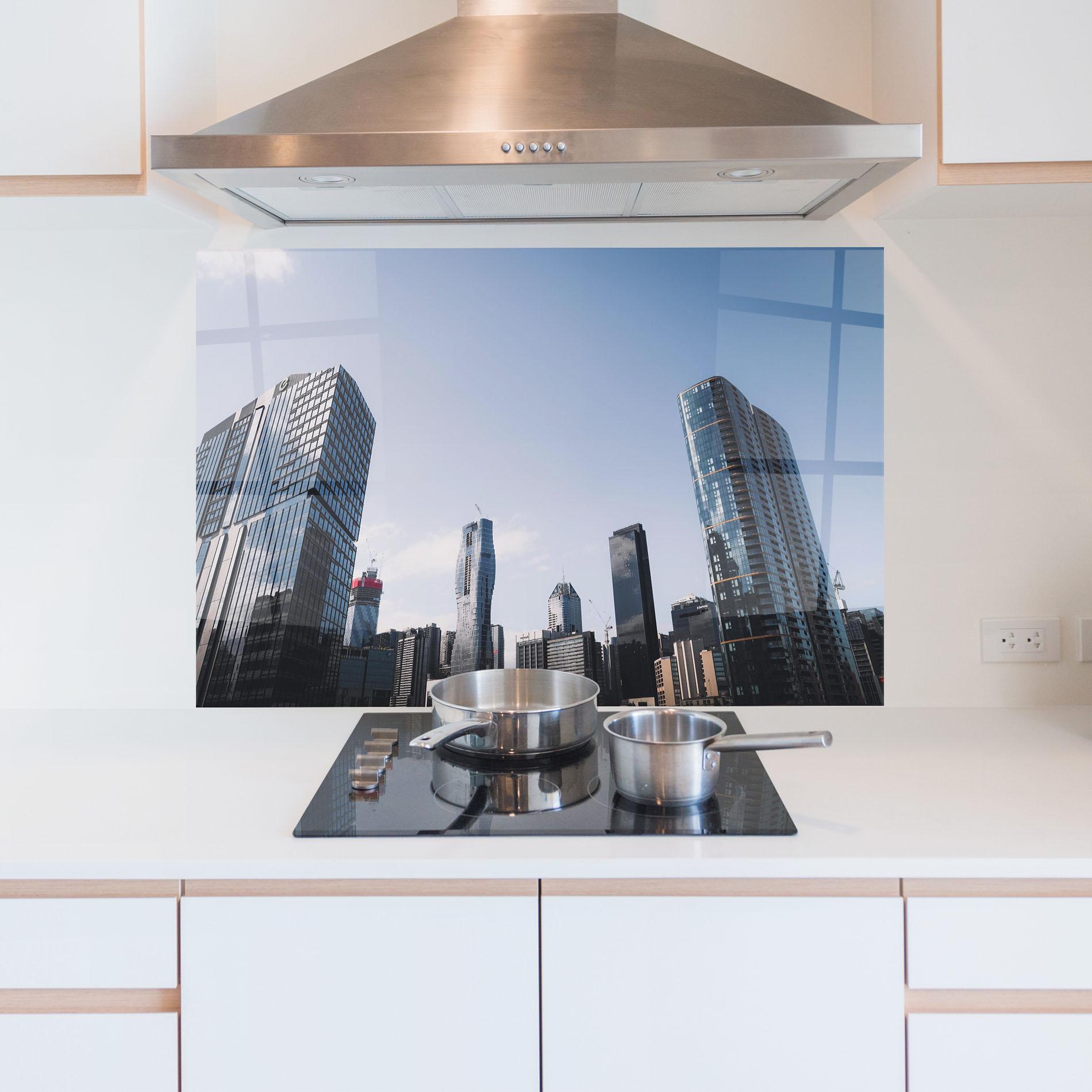 Konyhai üveg hátfal Business Building mockup 5