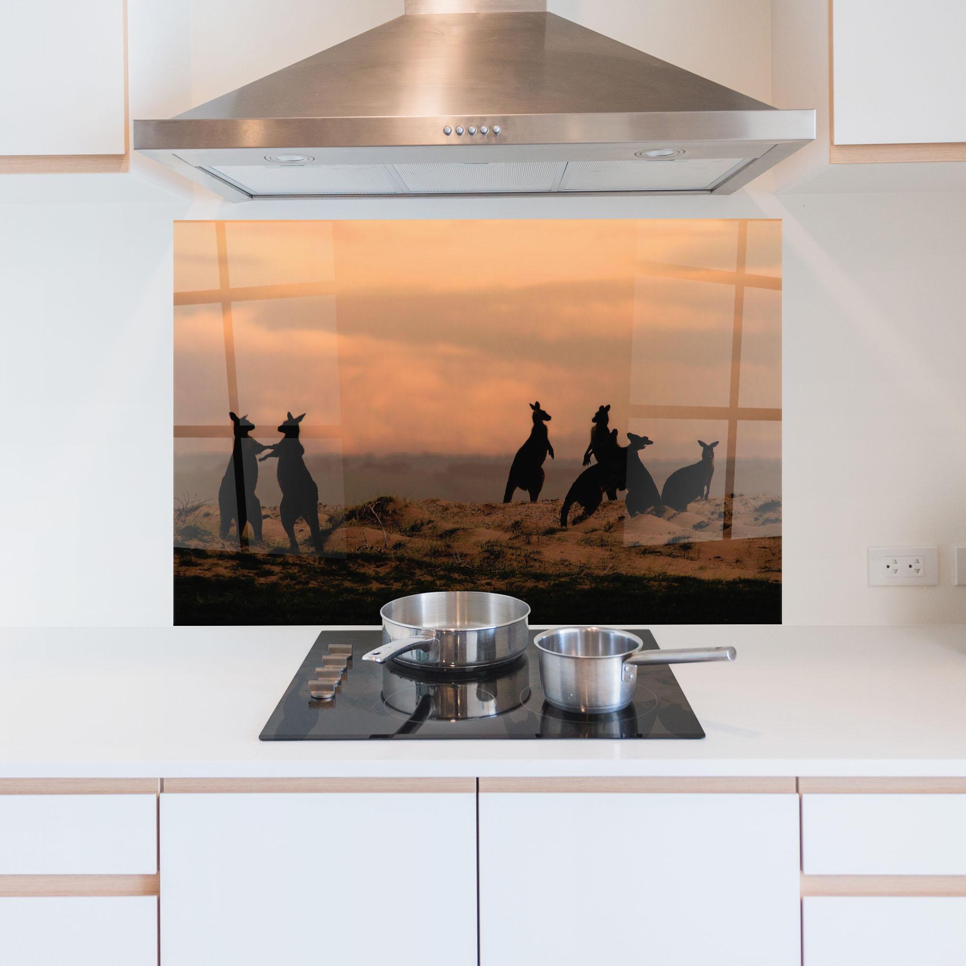 Konyhai üveg hátfal Kangaroos Playing mockup 5