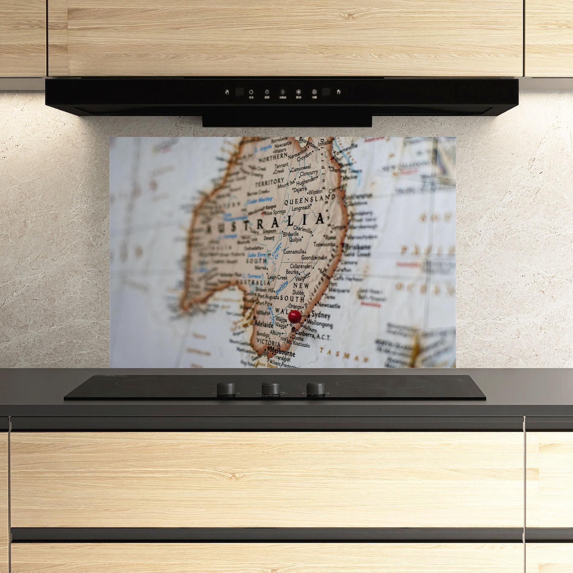 Konyhai üveg hátfal Australia Map mockup 3