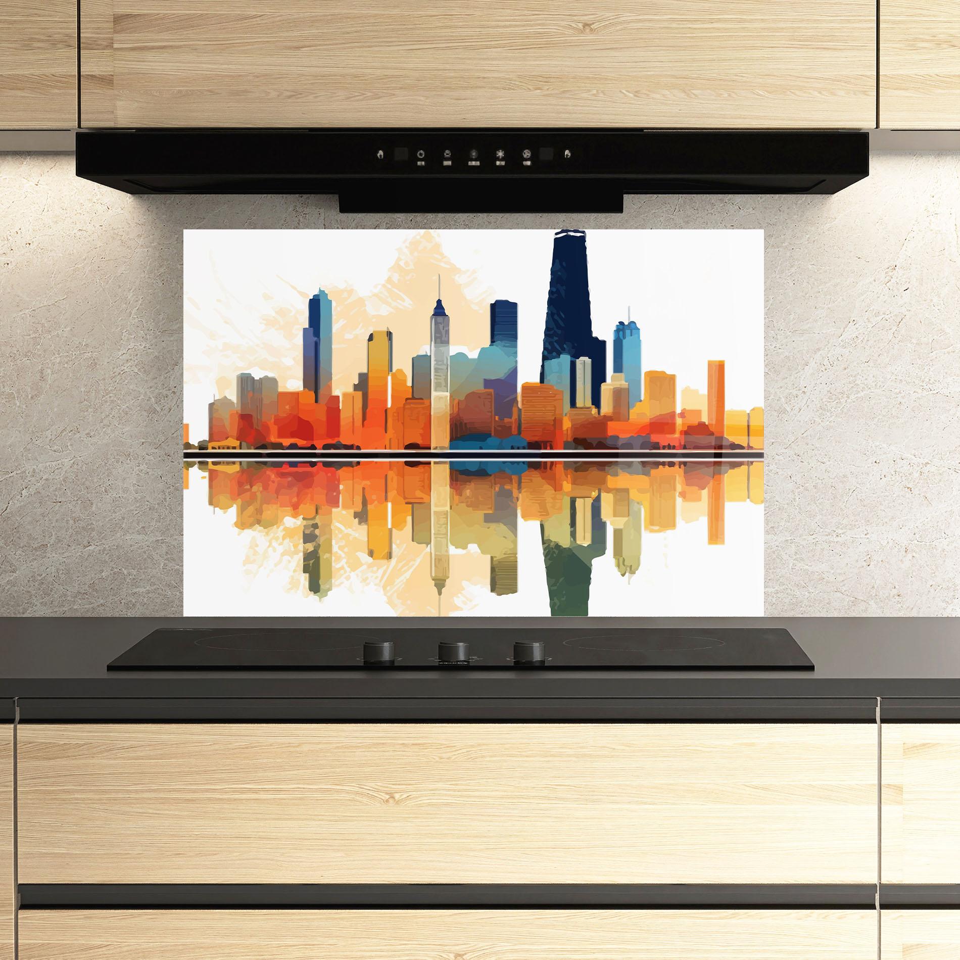 Konyhai üveg hátfal Australian River mockup 3