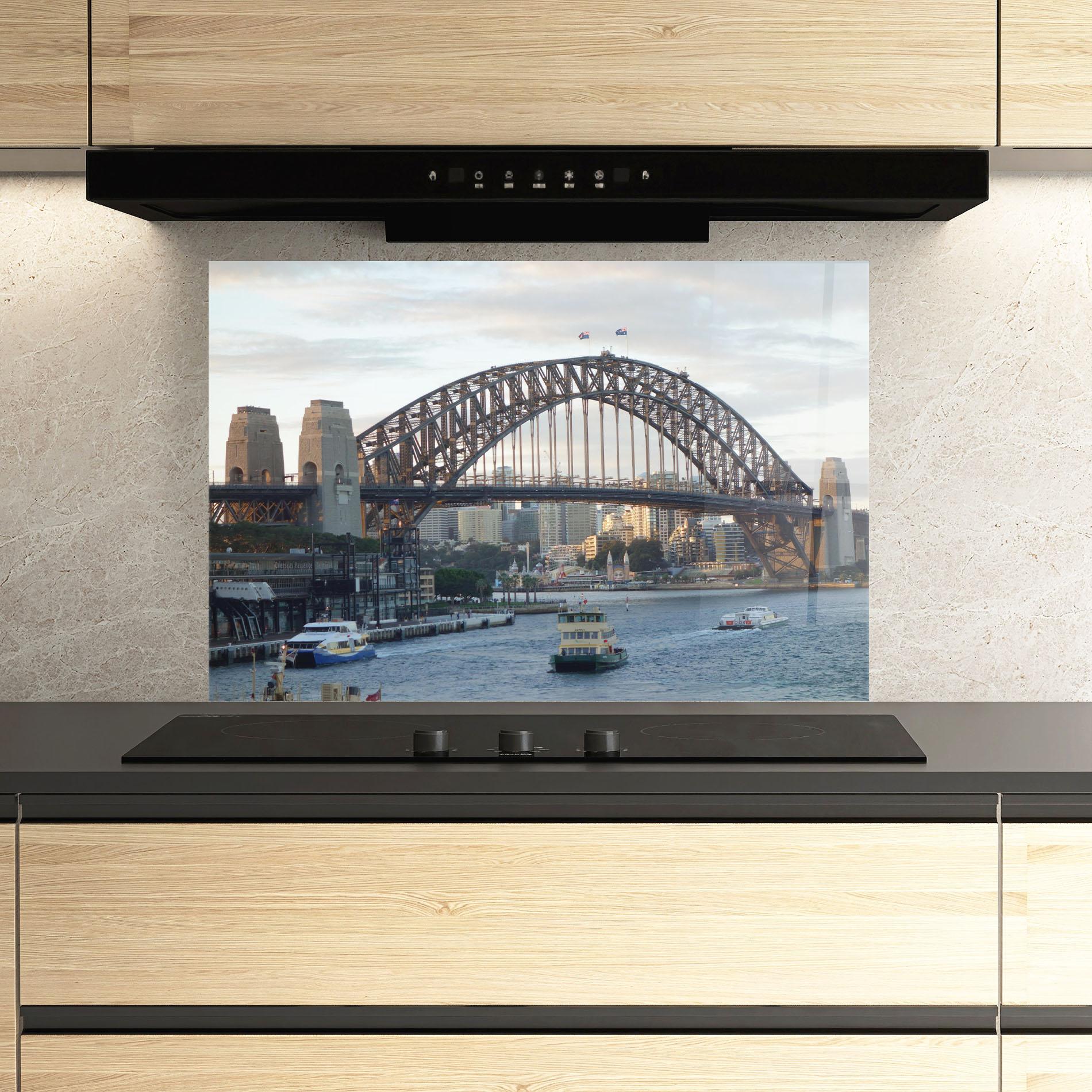 Konyhai üveg hátfal Harbour Bridge View mockup 3