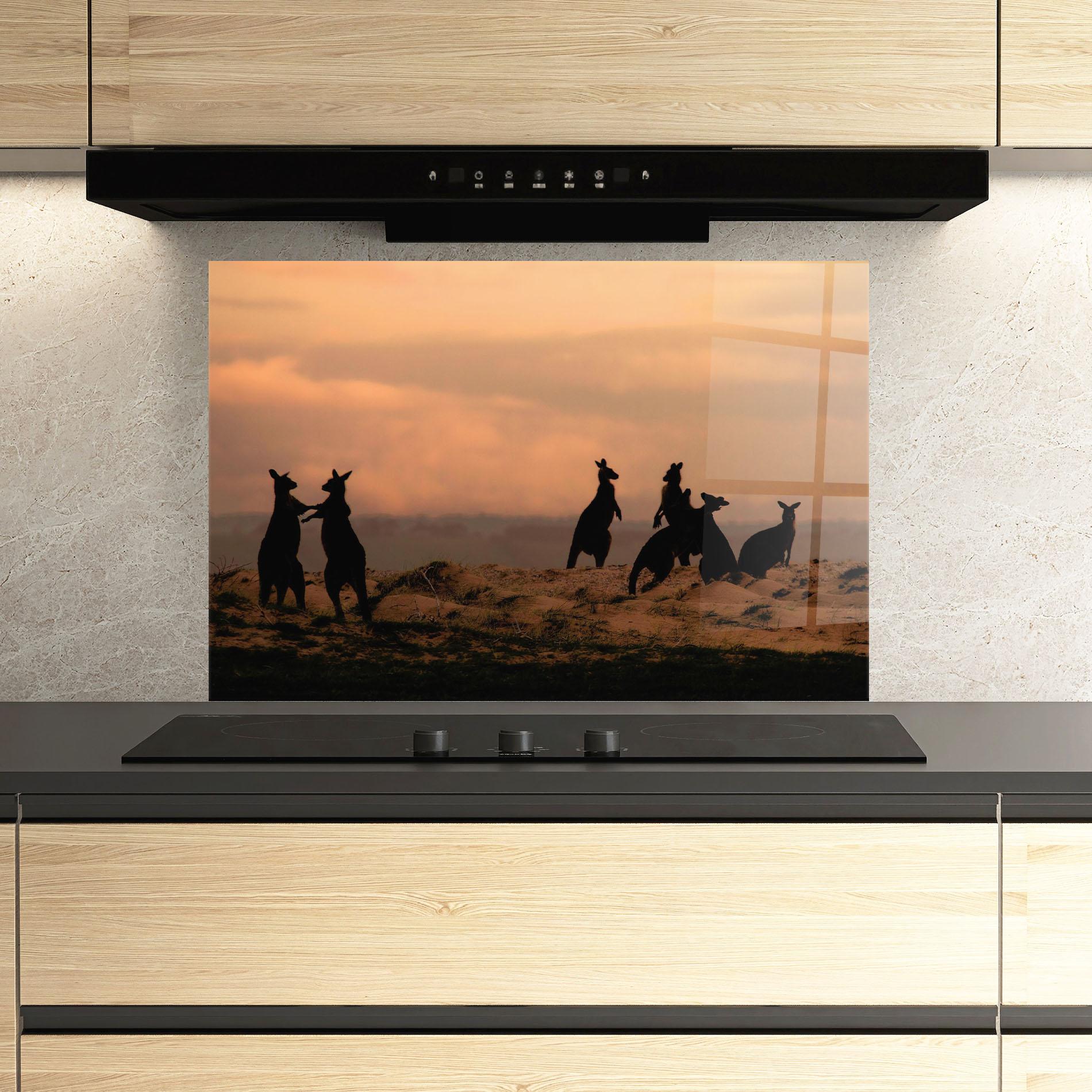 Konyhai üveg hátfal Kangaroos Playing mockup 3