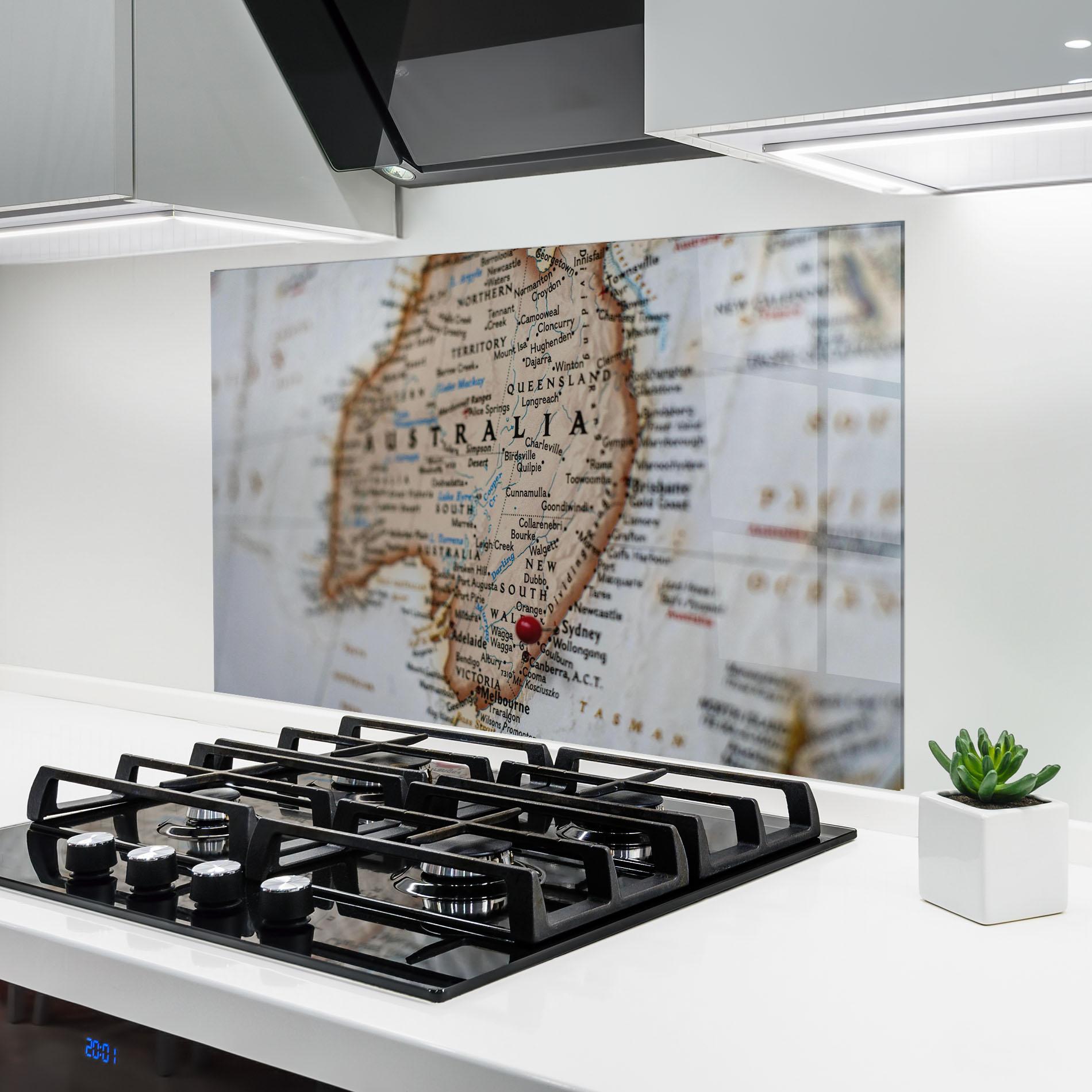 Konyhai üveg hátfal Australia Map mockup 6