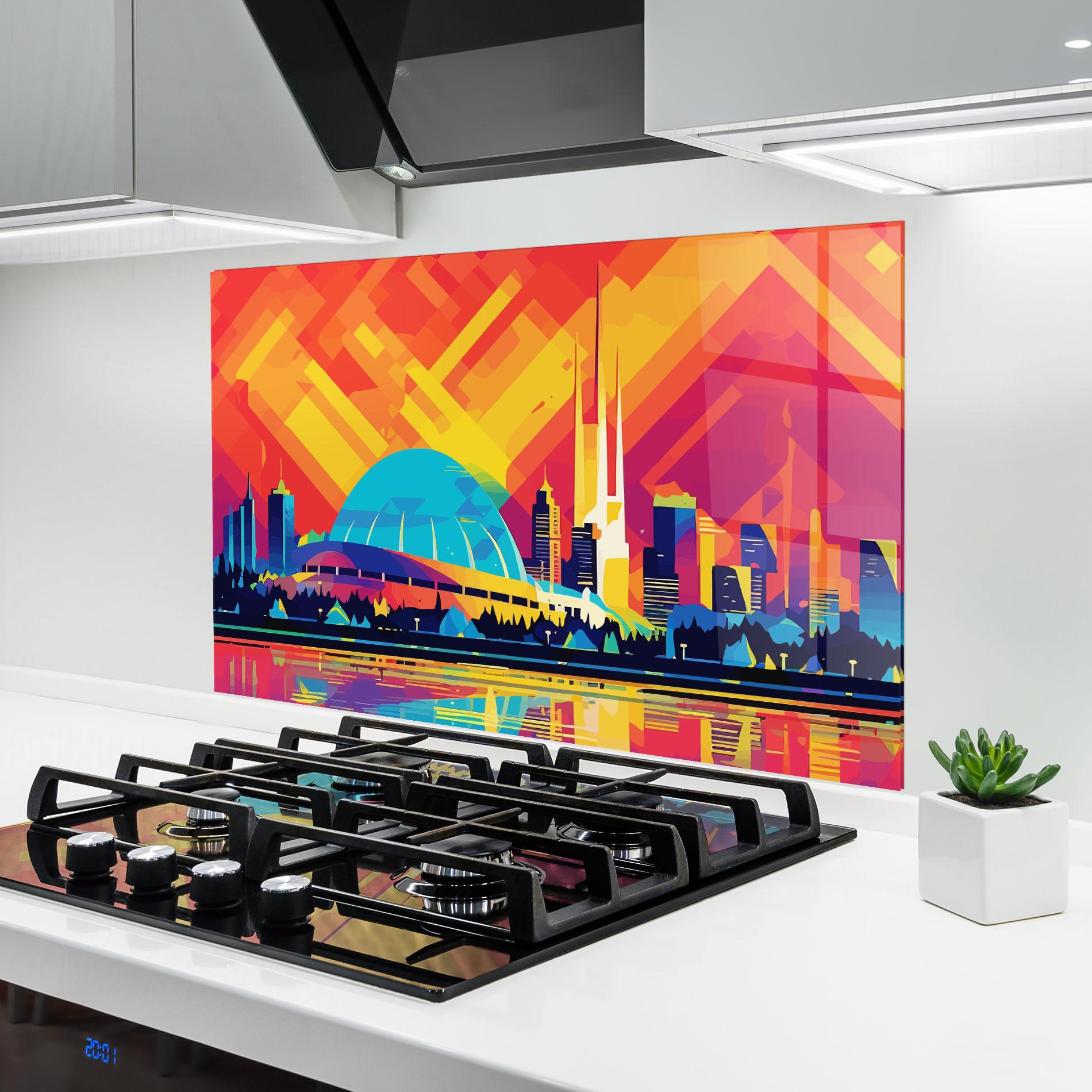 Konyhai üveg hátfal Blue Olympic Stadium mockup 6