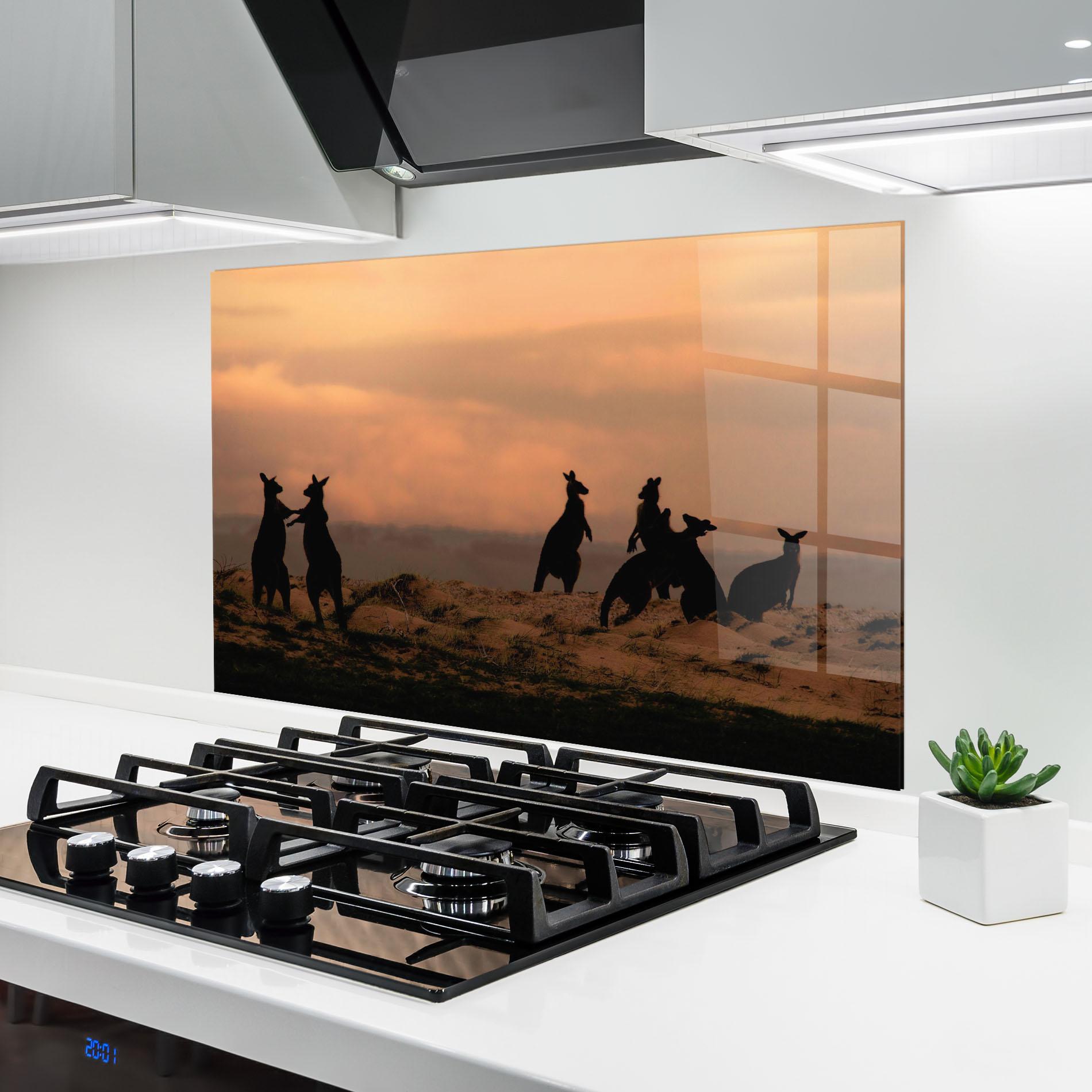 Konyhai üveg hátfal Kangaroos Playing mockup 6