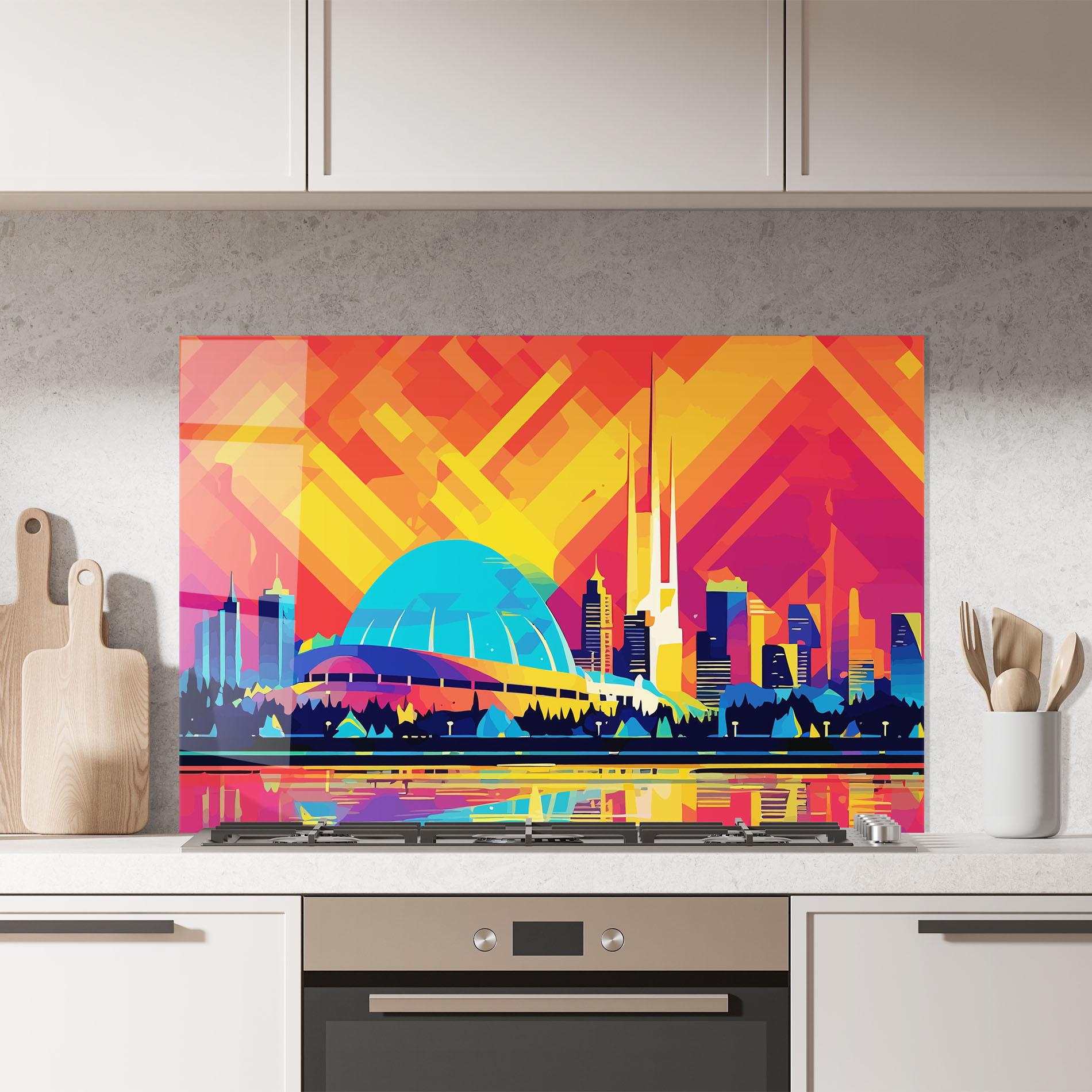 Konyhai üveg hátfal Blue Olympic Stadium mockup 7