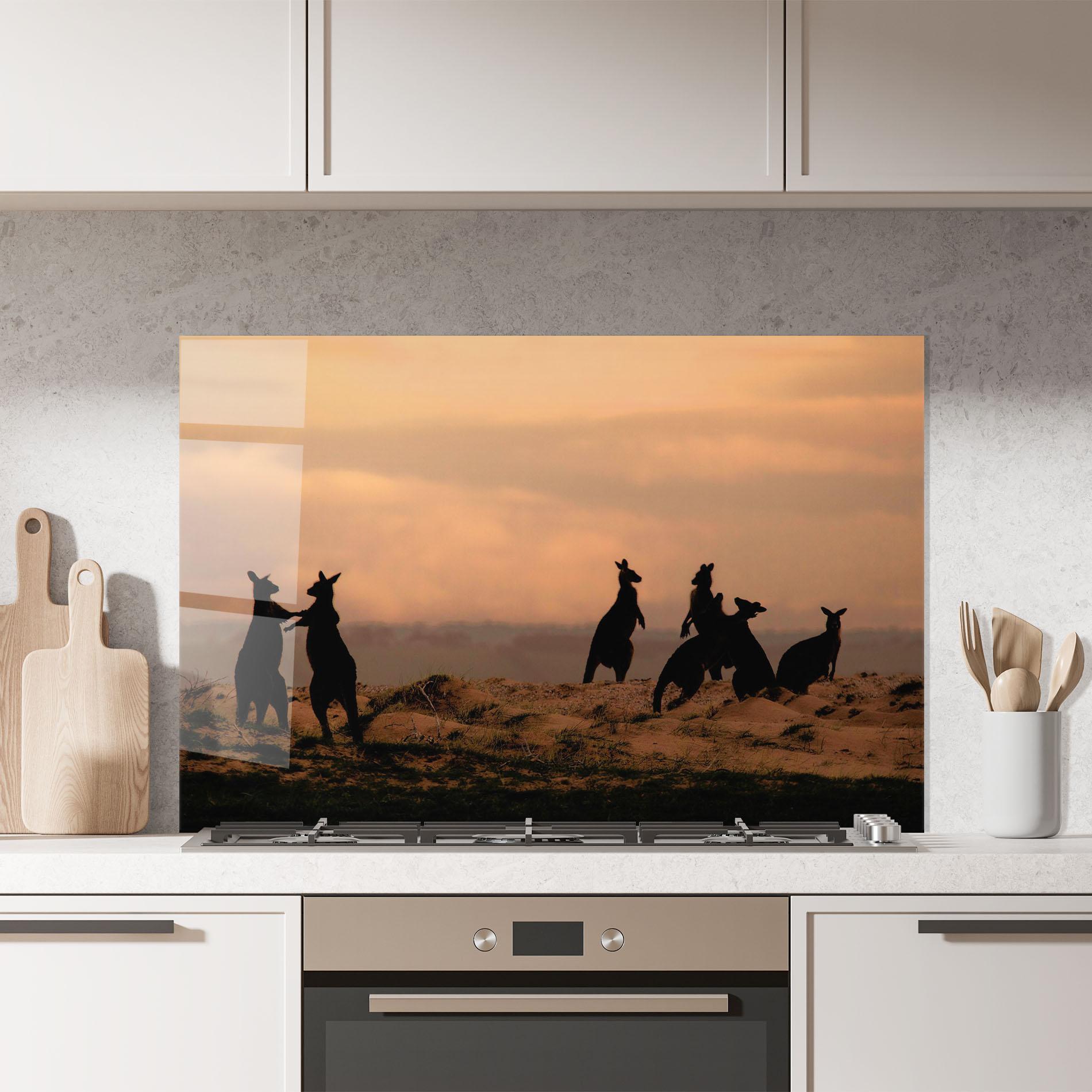 Konyhai üveg hátfal Kangaroos Playing mockup 7