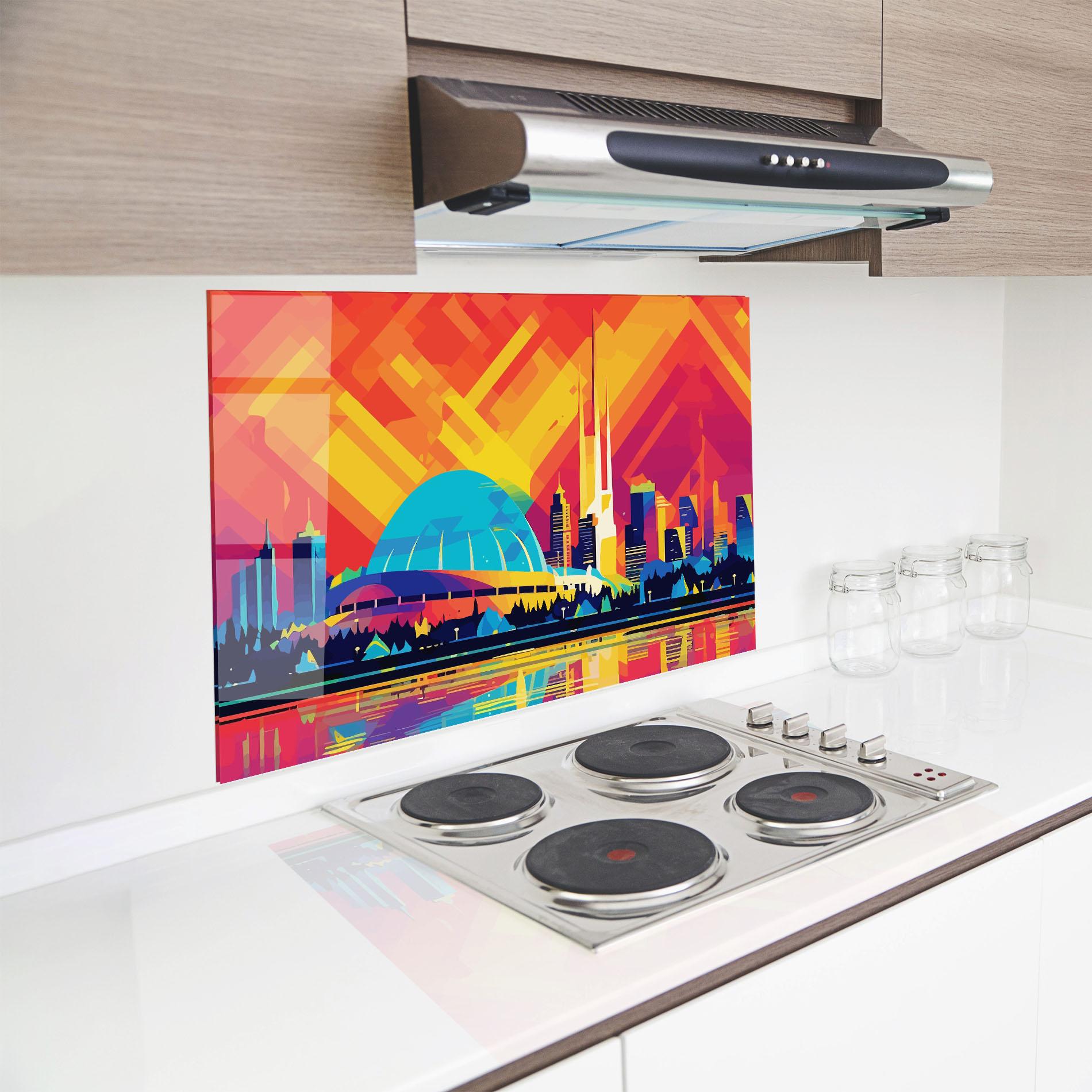 Konyhai üveg hátfal Blue Olympic Stadium mockup 8