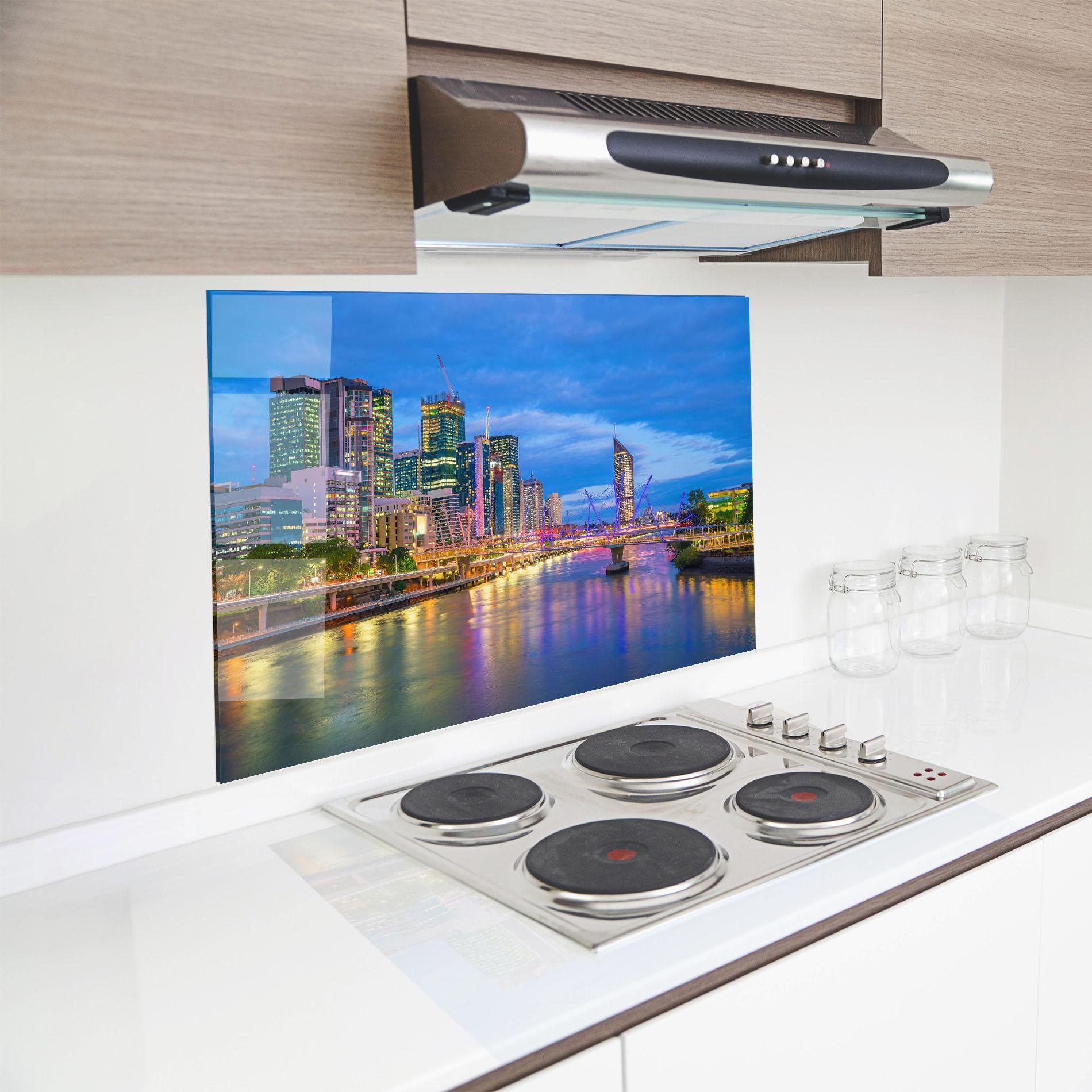 Konyhai üveg hátfal Brisbane Skyline View mockup 8