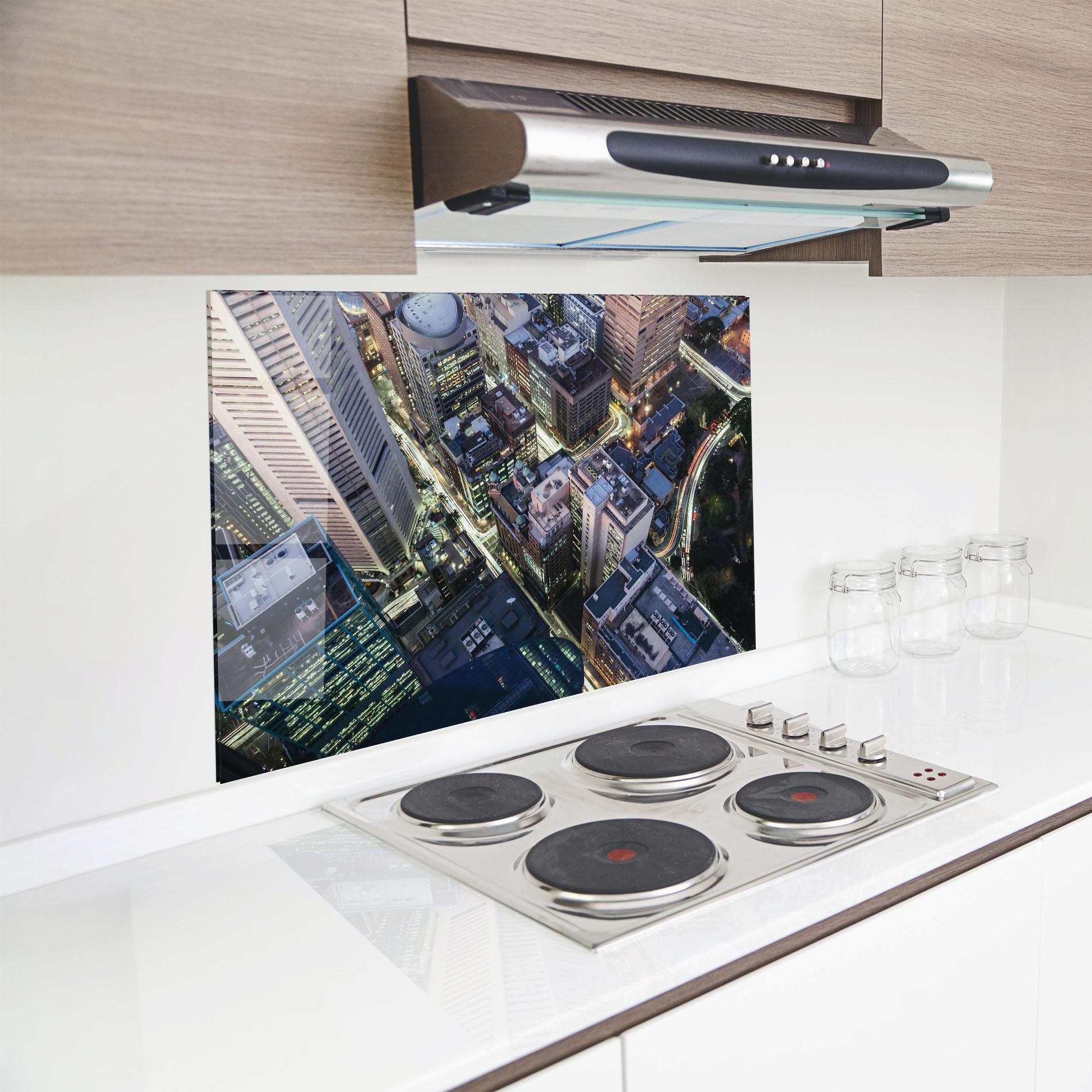 Konyhai üveg hátfal Green Purple Skyline mockup 8