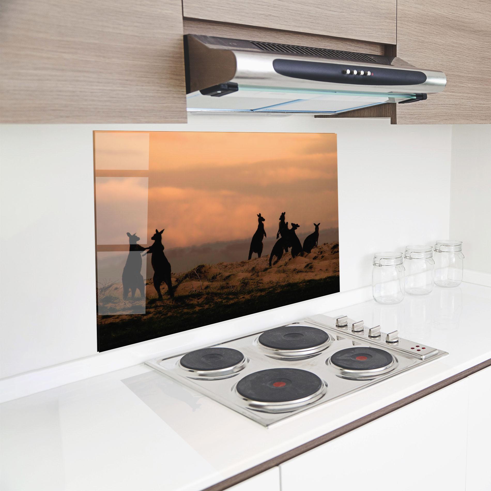 Konyhai üveg hátfal Kangaroos Playing mockup 8
