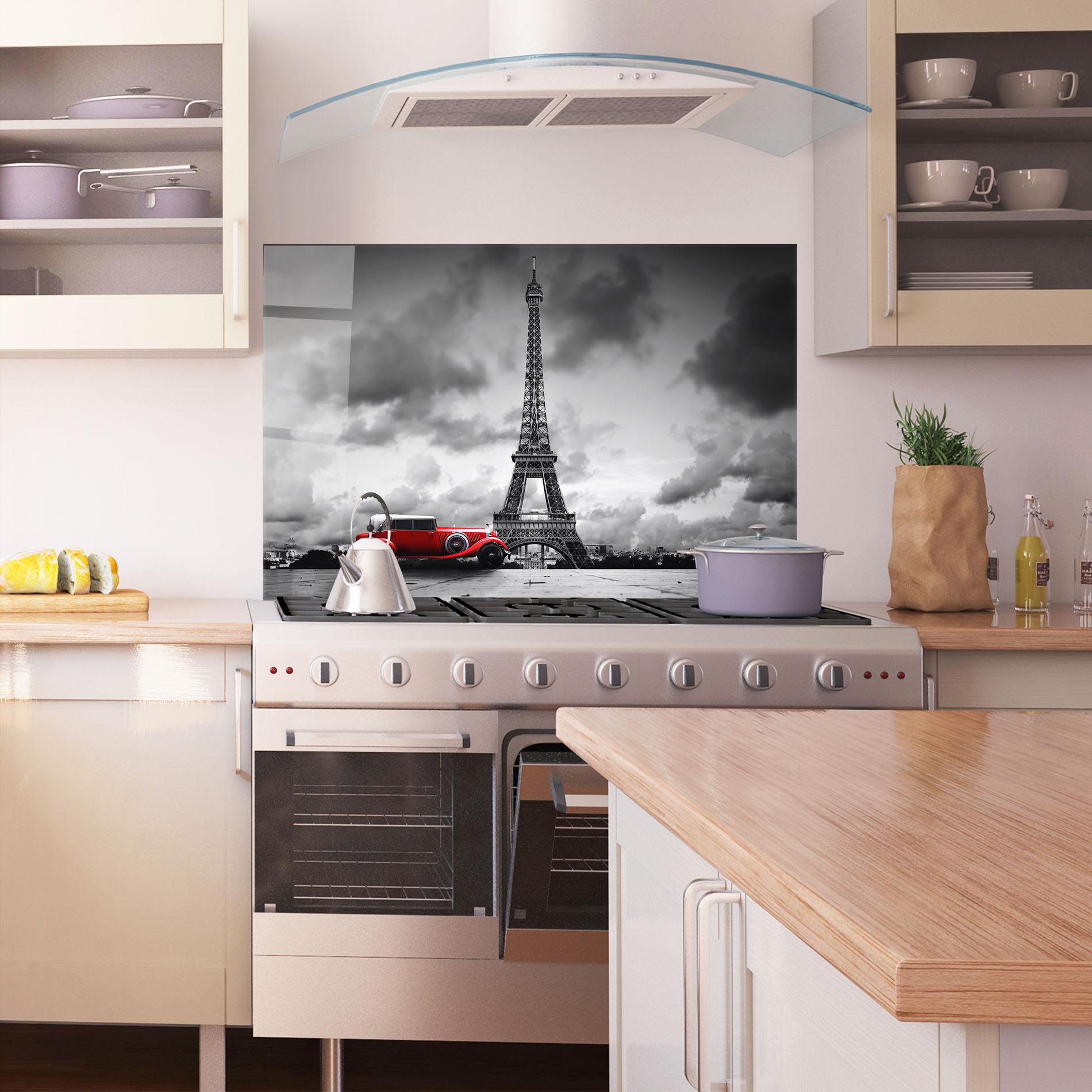 Konyhai üveg hátfal Vintage Paris mockup 1
