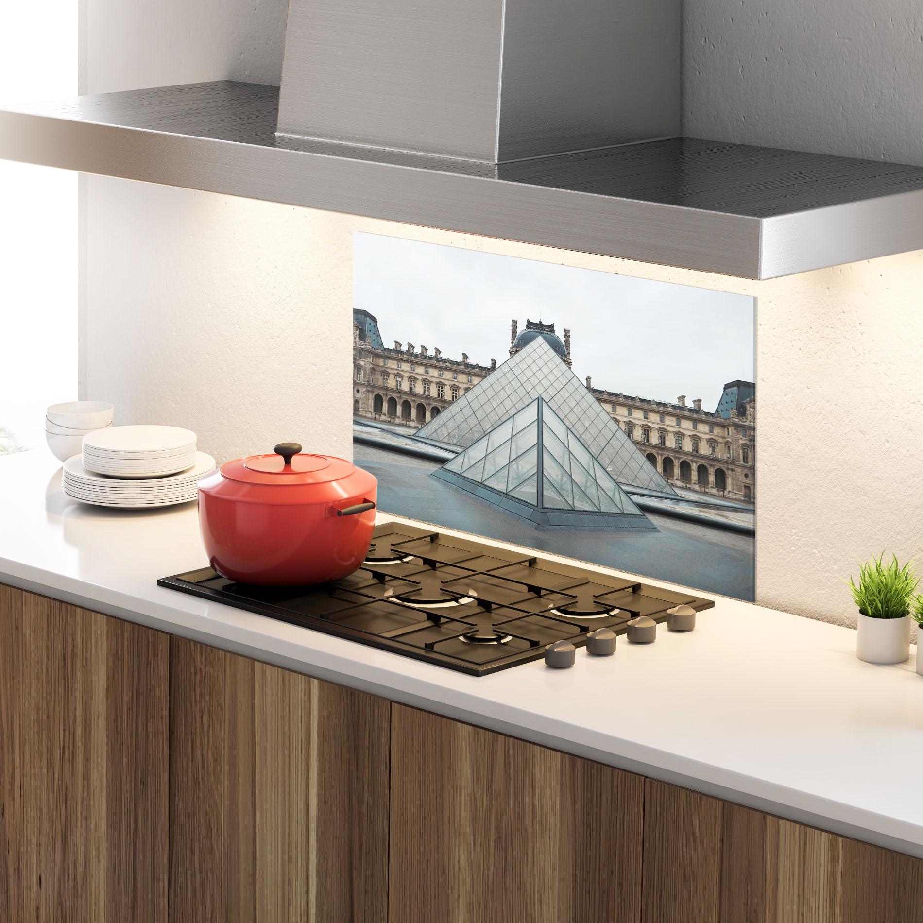 Konyhai üveg hátfal Beautiful Louvre mockup 4