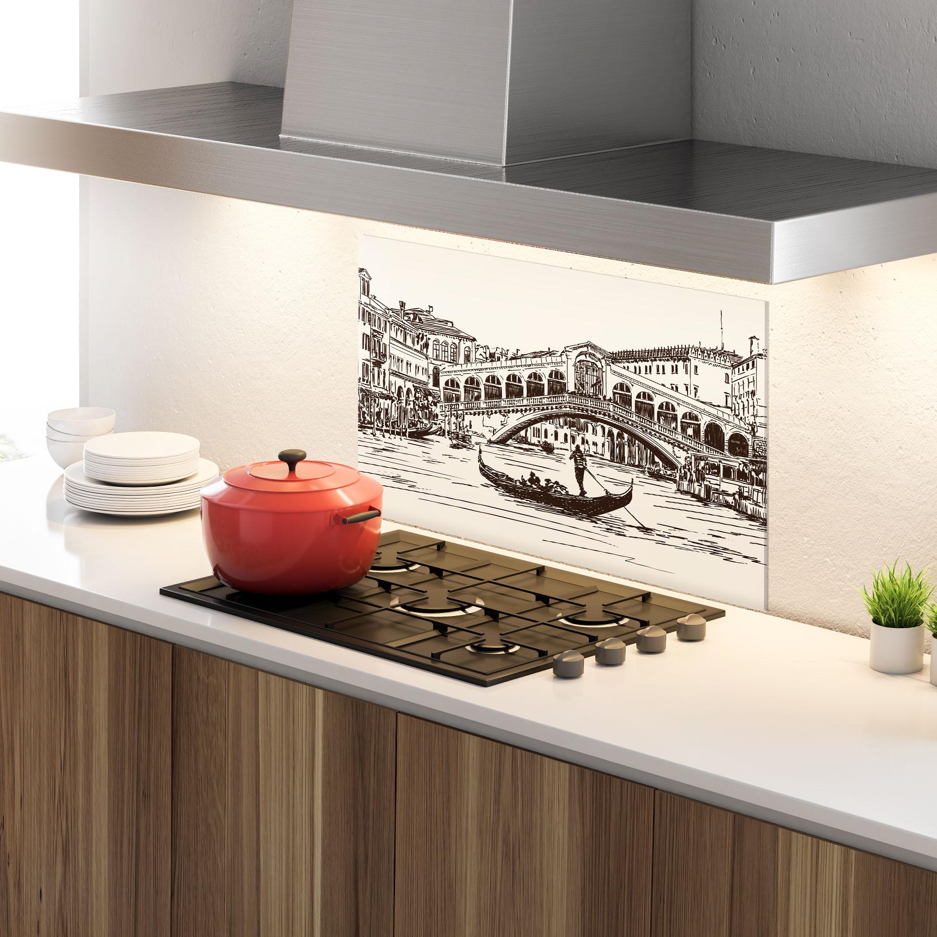 Konyhai üveg hátfal Rialto Bridge mockup 4