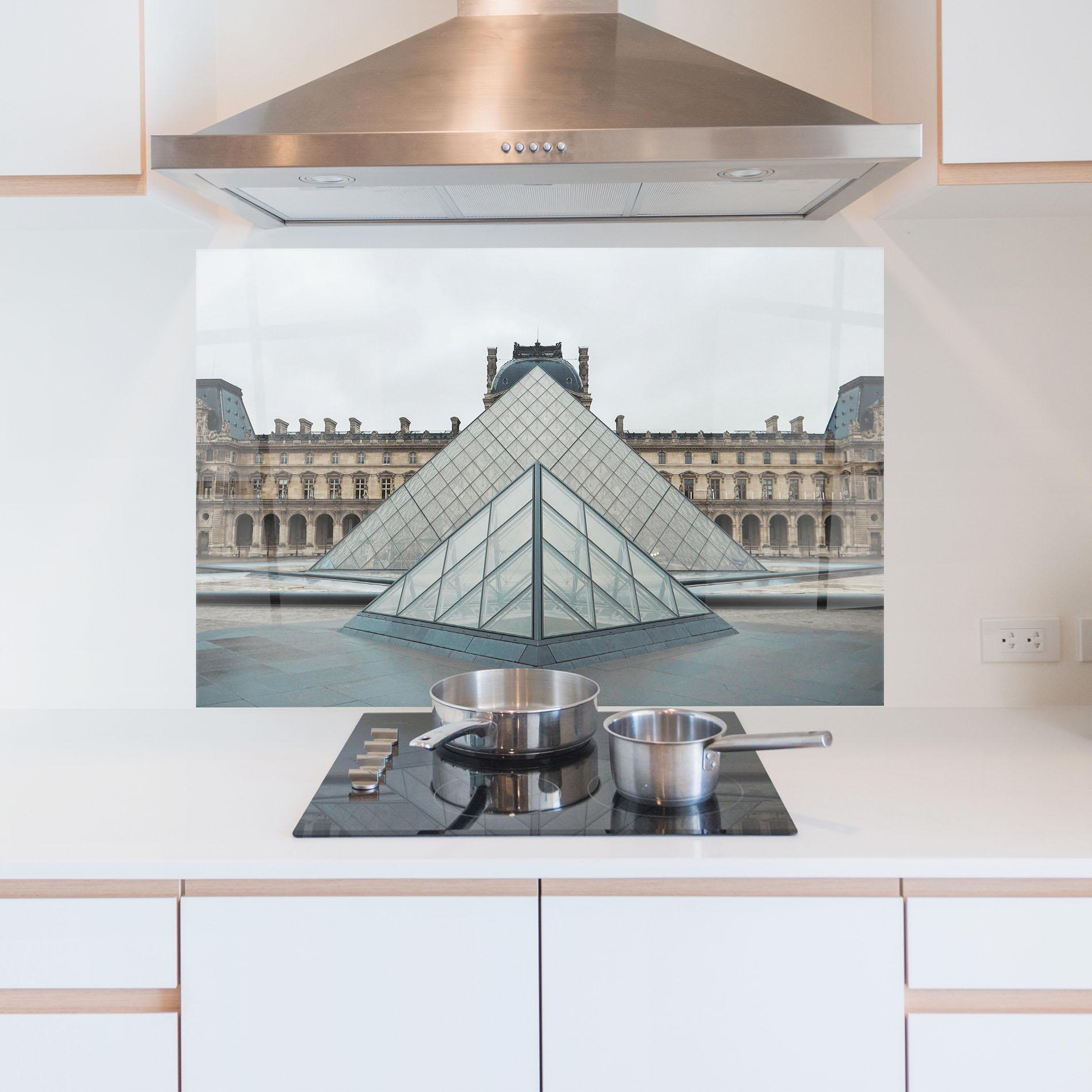 Konyhai üveg hátfal Beautiful Louvre mockup 5