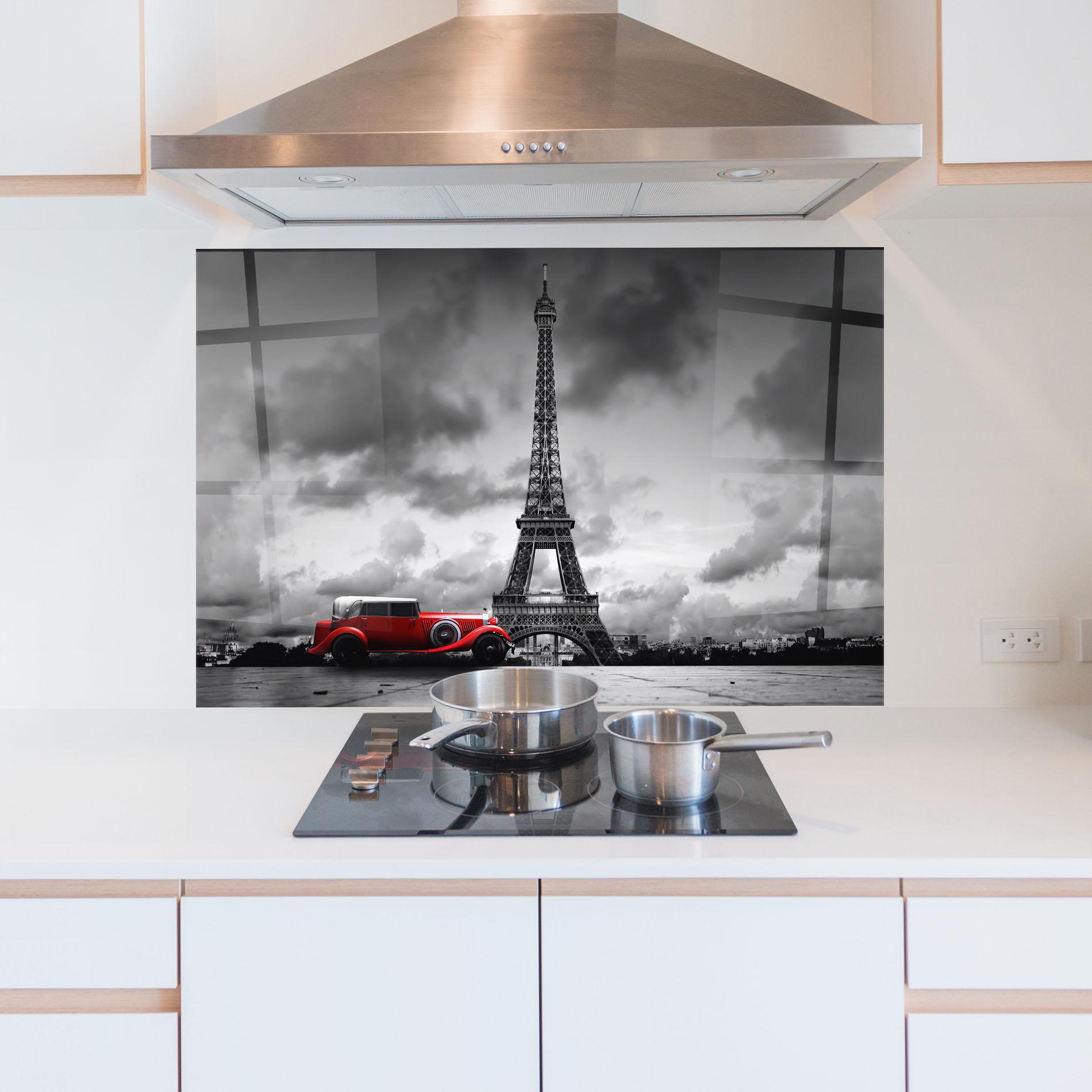 Konyhai üveg hátfal Vintage Paris mockup 5