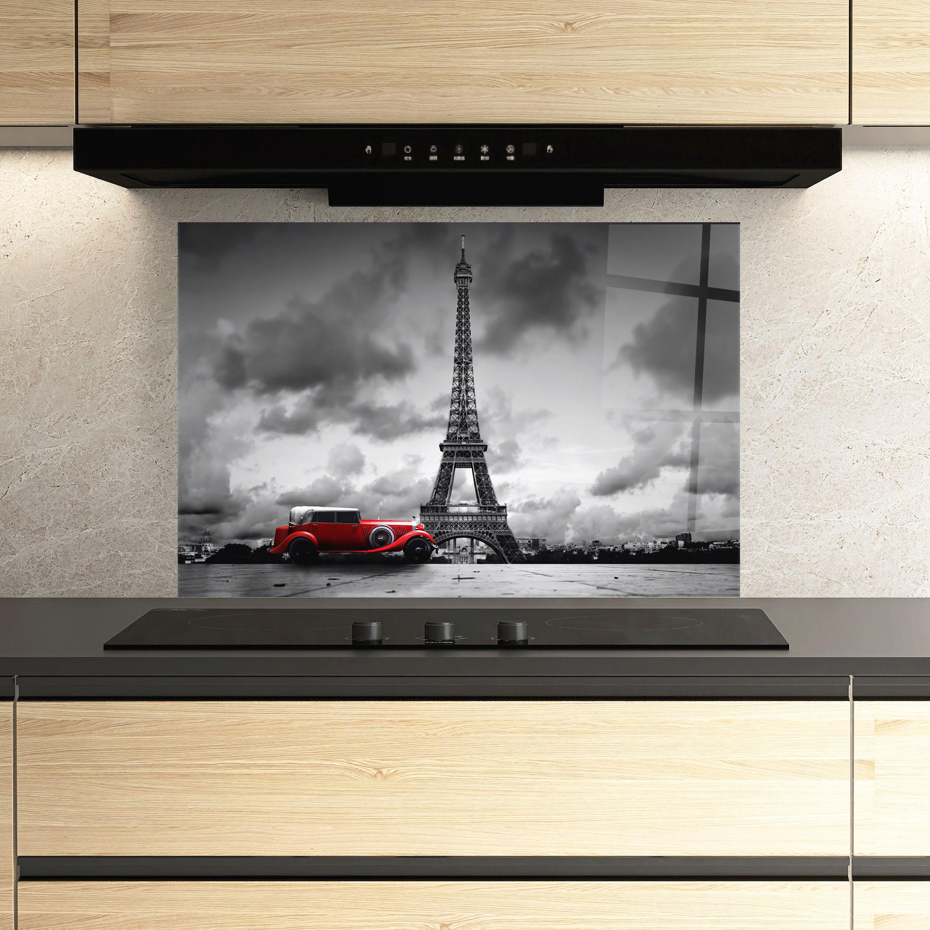 Konyhai üveg hátfal Vintage Paris mockup 3