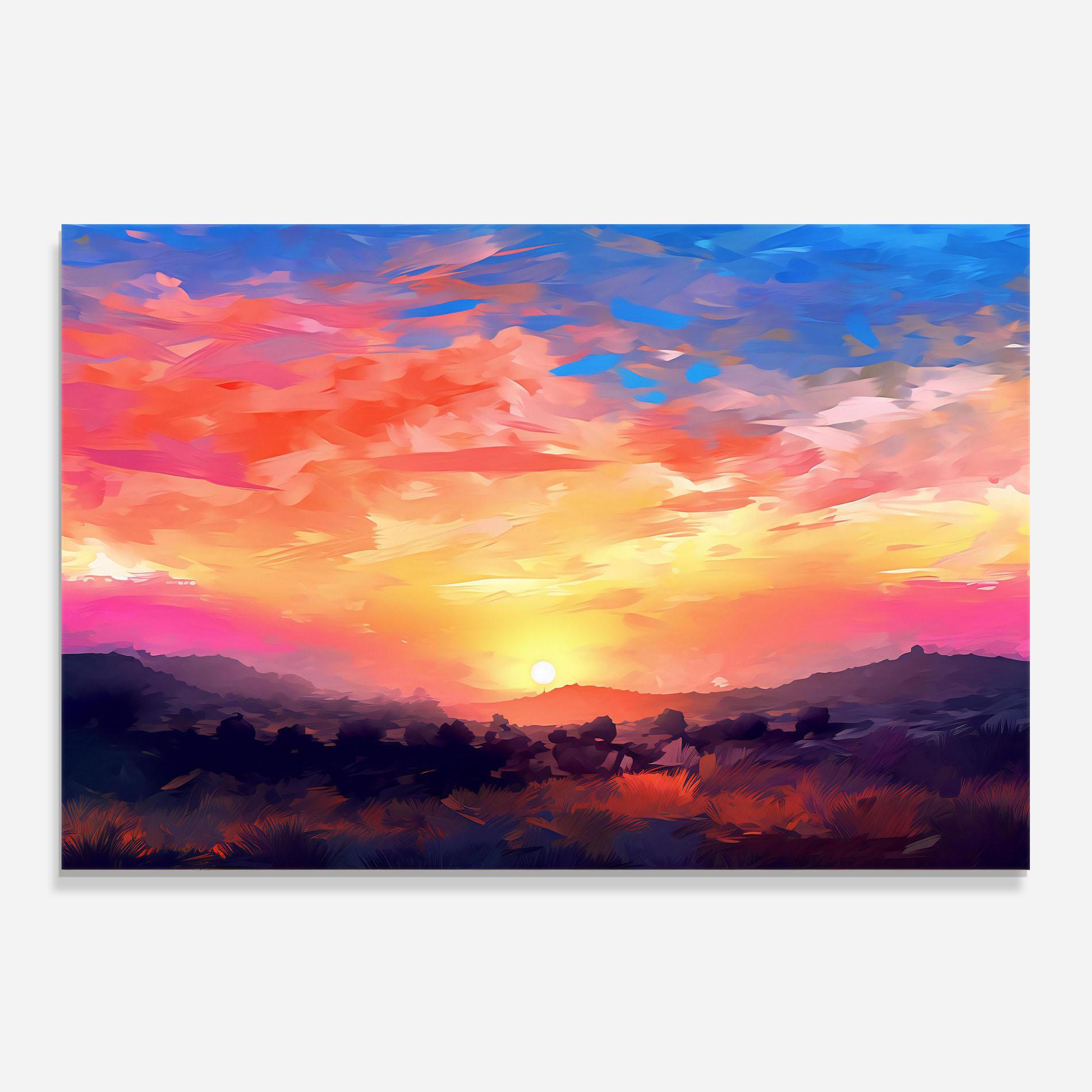 Konyhai üveg hátfal Colorful Sunset Mountains mockup 0