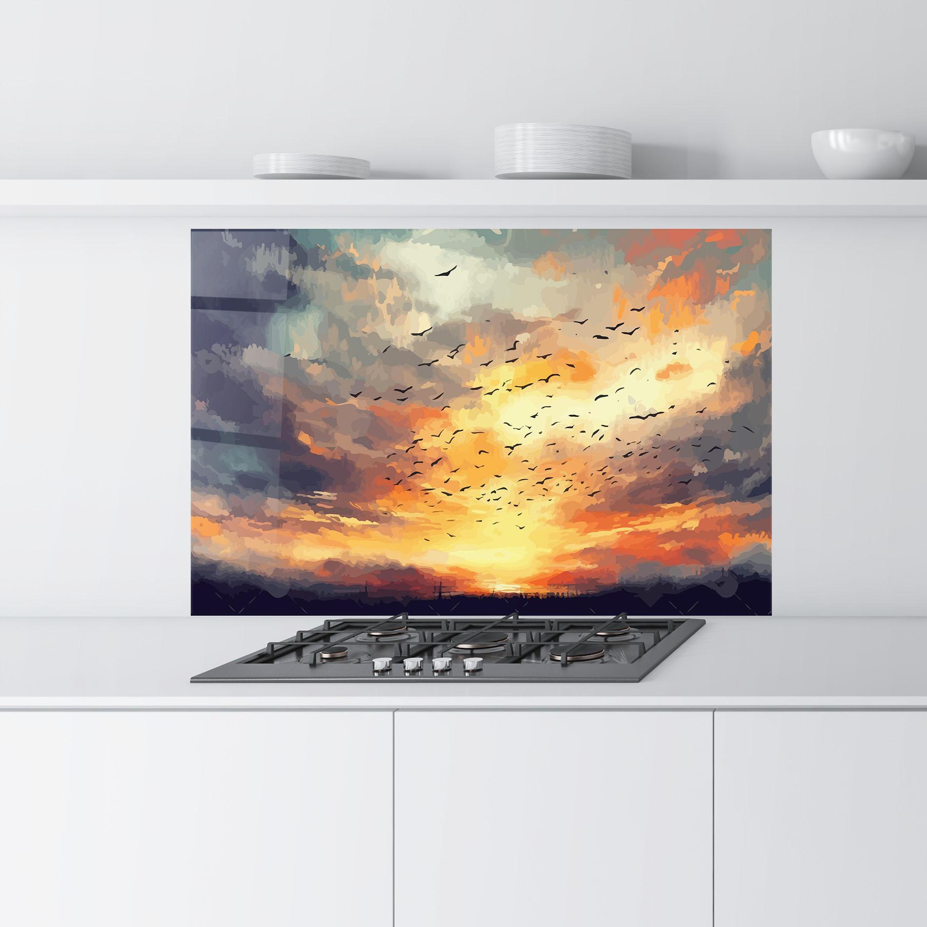 Konyhai üveg hátfal Majestic Sunset mockup 9
