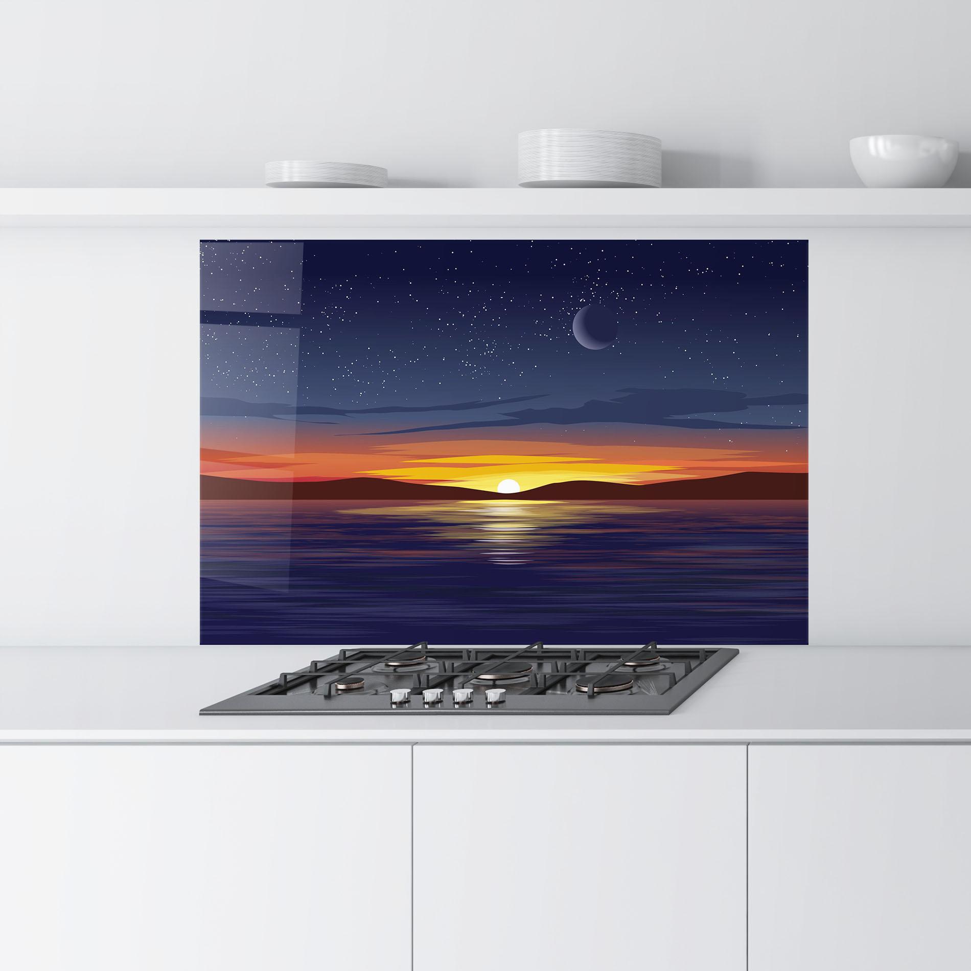 Konyhai üveg hátfal Ocean Moon Sunset mockup 9