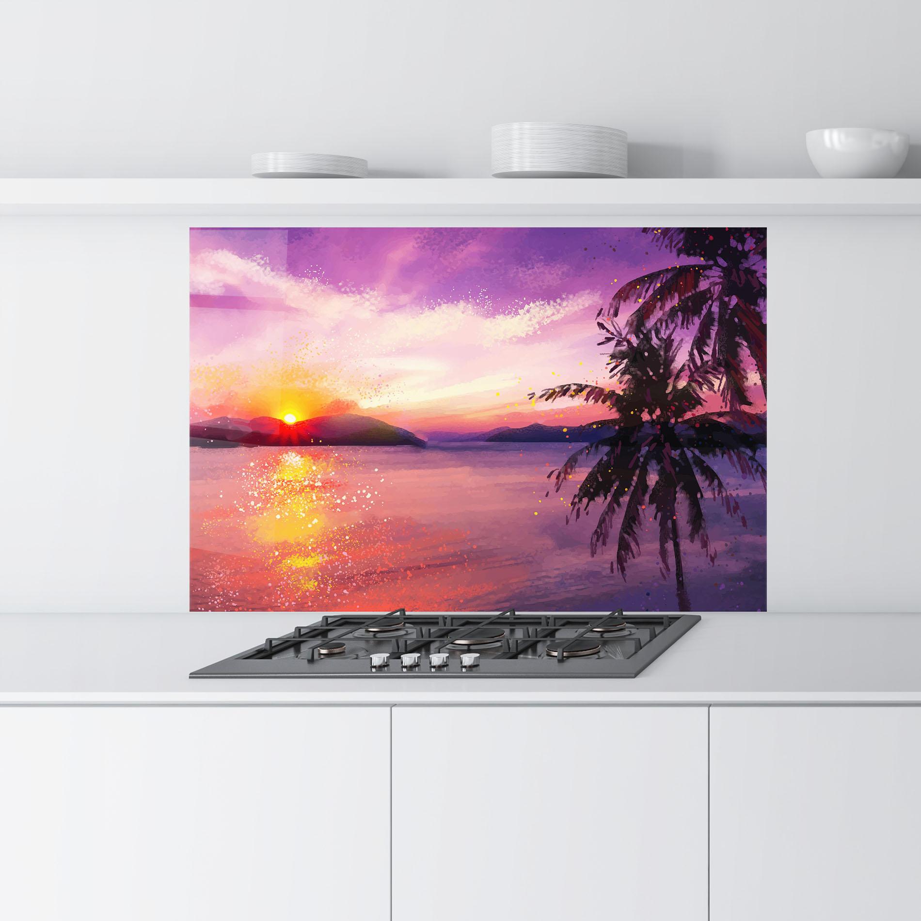 Konyhai üveg hátfal Purple Sunrise Art mockup 9