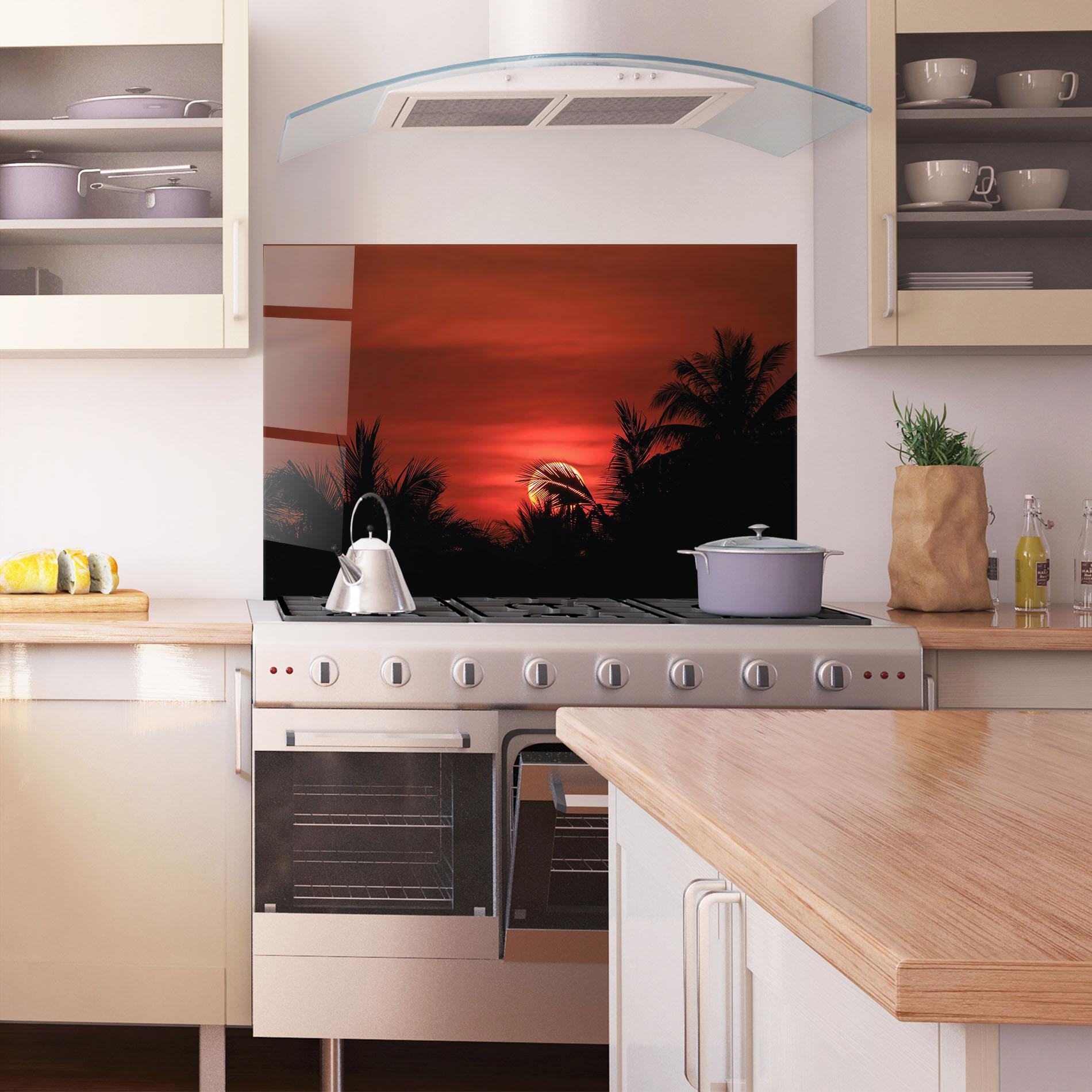 Konyhai üveg hátfal Coconuts Tree Sunset mockup 1