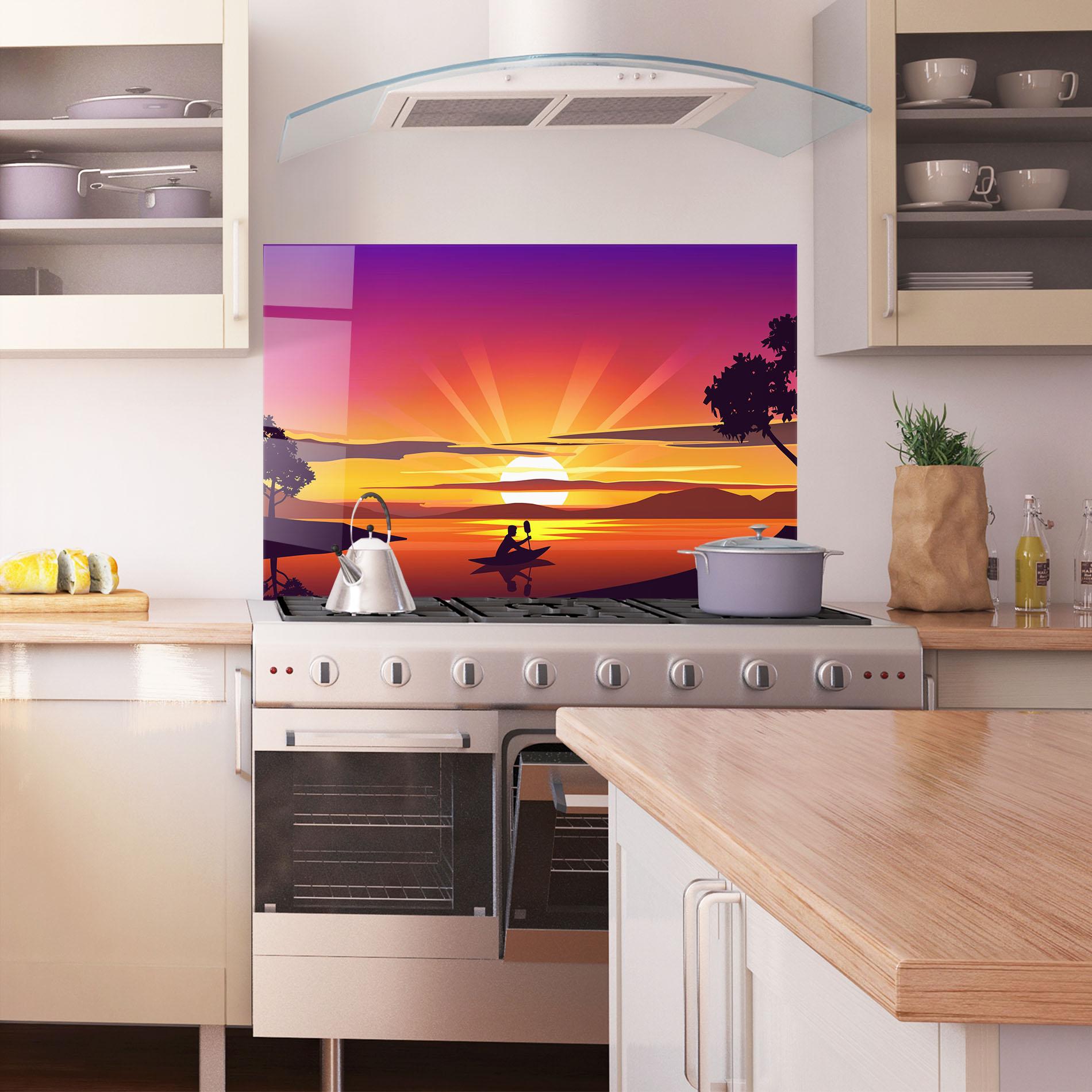 Konyhai üveg hátfal Lake Camp Sunrise mockup 1