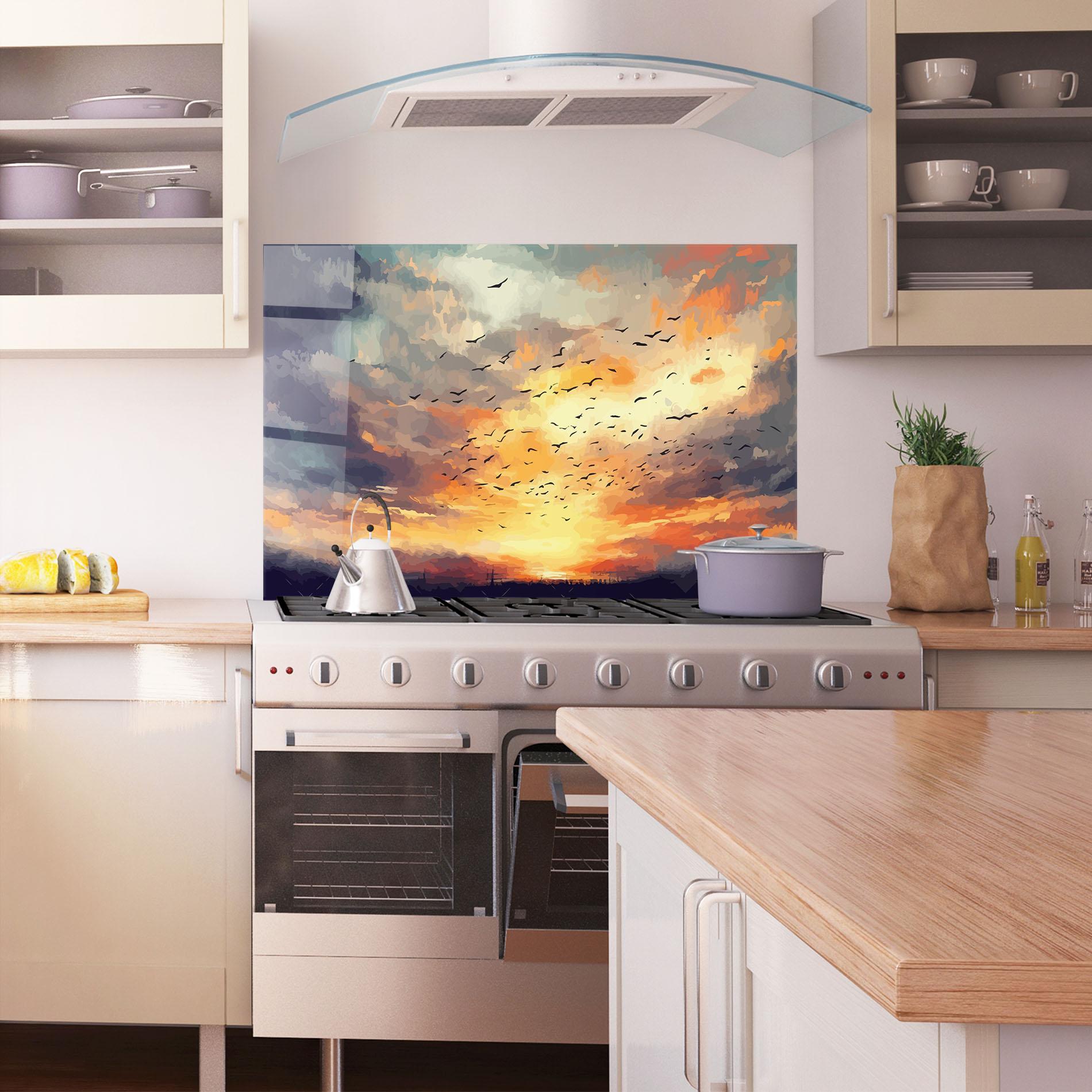 Konyhai üveg hátfal Majestic Sunset mockup 1