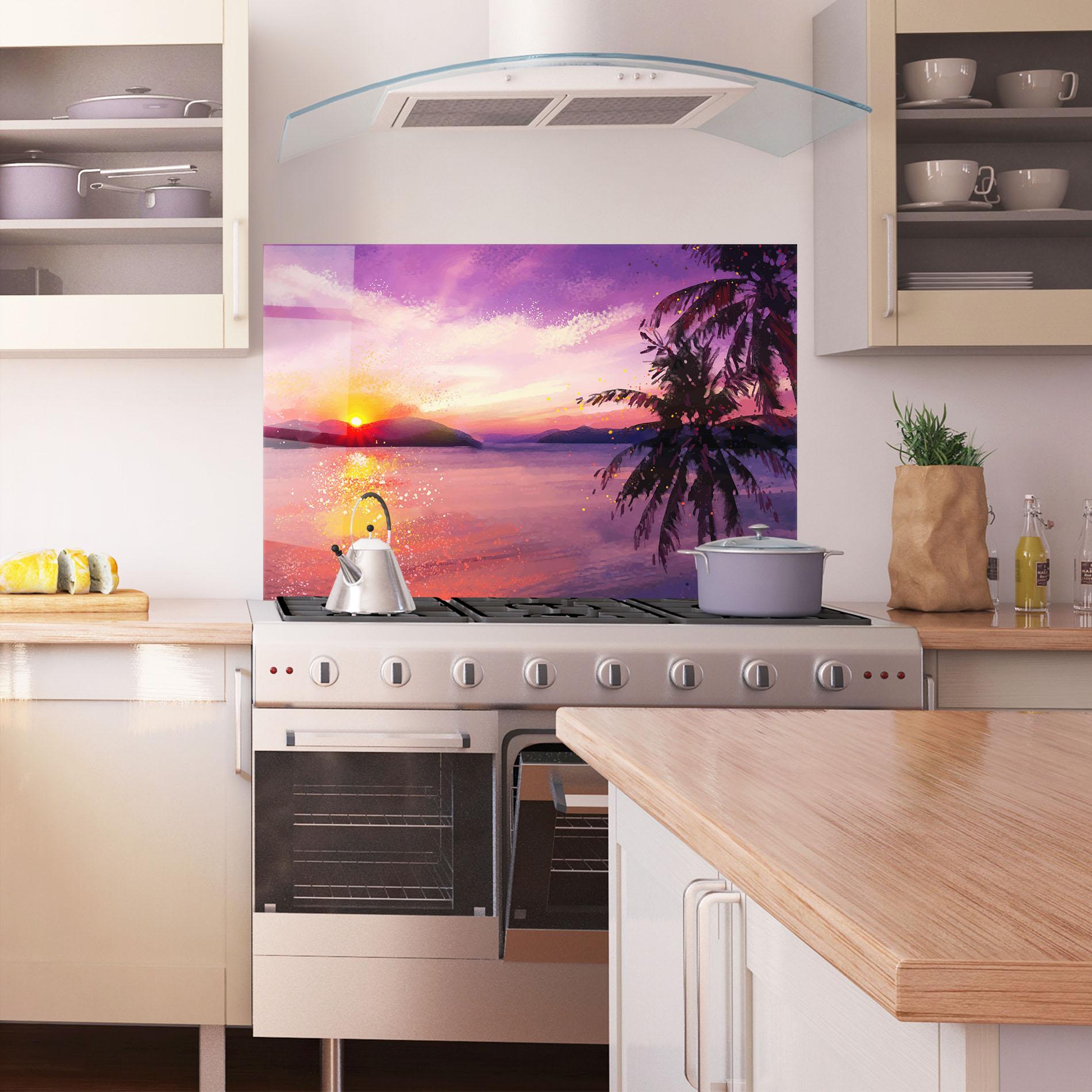 Konyhai üveg hátfal Purple Sunrise Art mockup 1