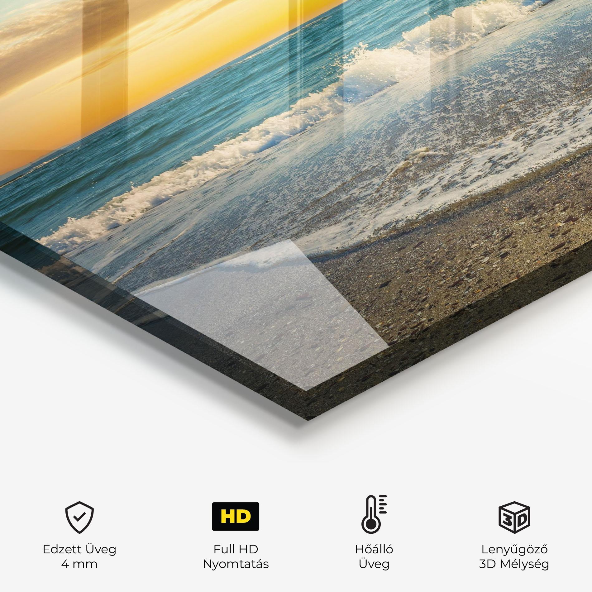 Konyhai üveg hátfal Beach Dramatic Sunset mockup 2