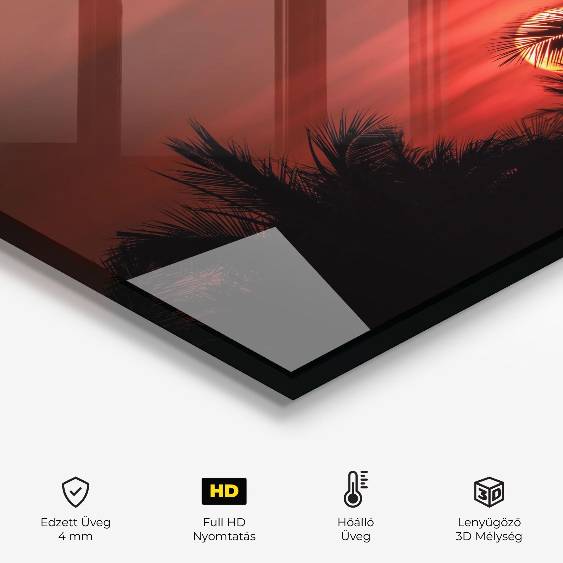 Konyhai üveg hátfal Coconuts Tree Sunset mockup 2