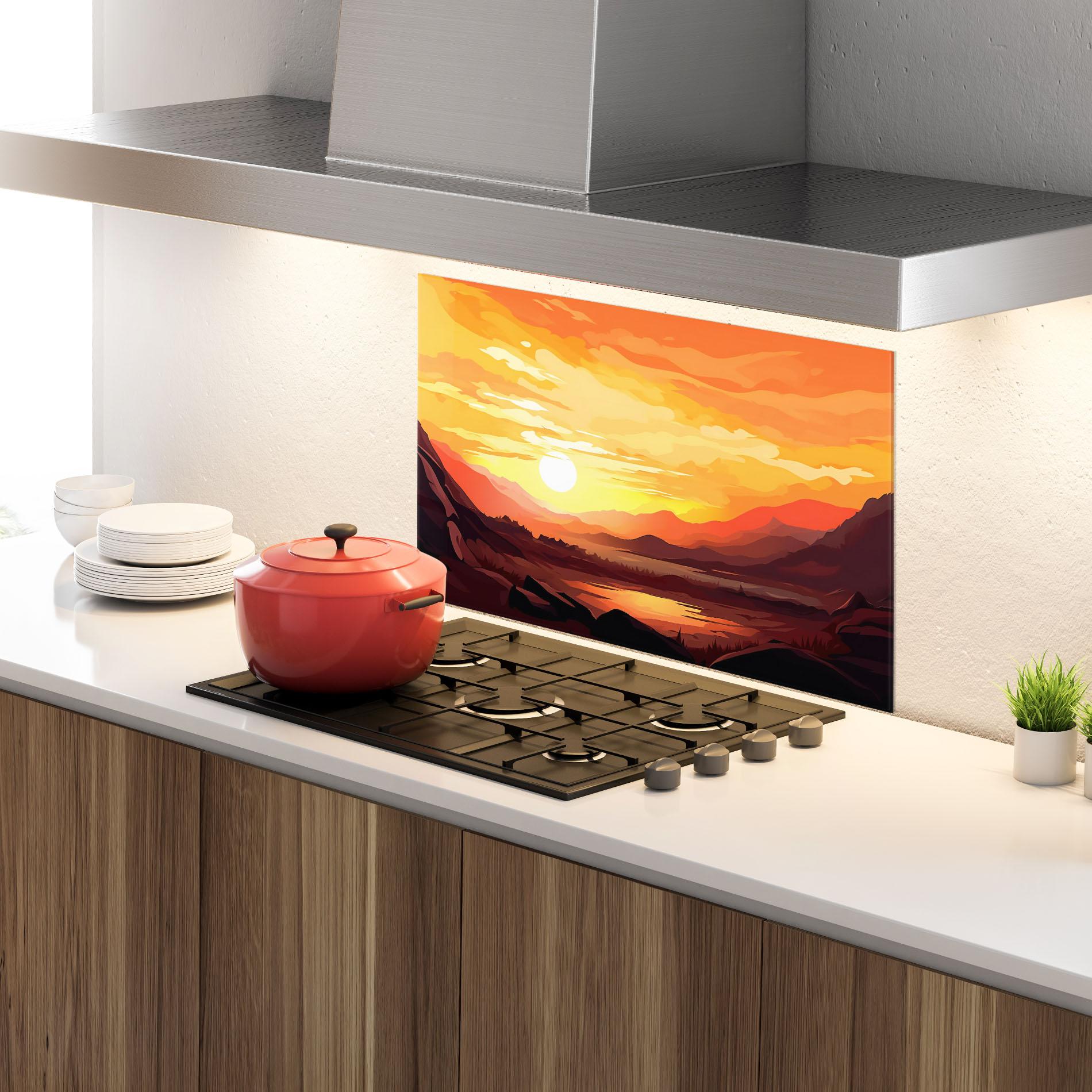 Konyhai üveg hátfal Beautiful Sunset Illustration mockup 4
