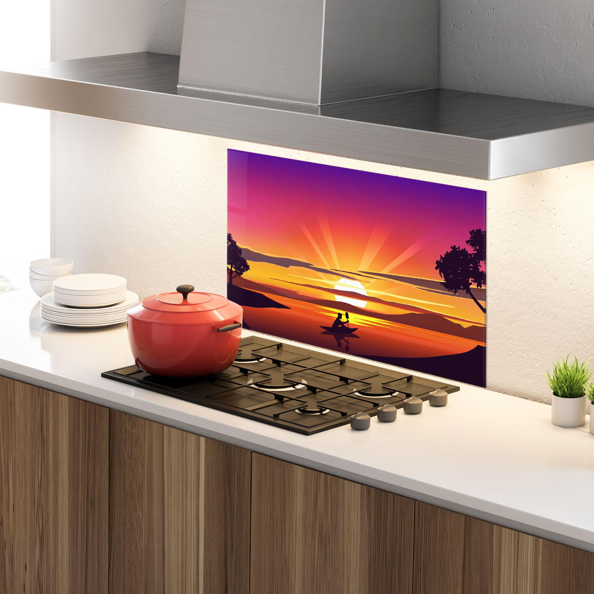 Konyhai üveg hátfal Lake Camp Sunrise mockup 4