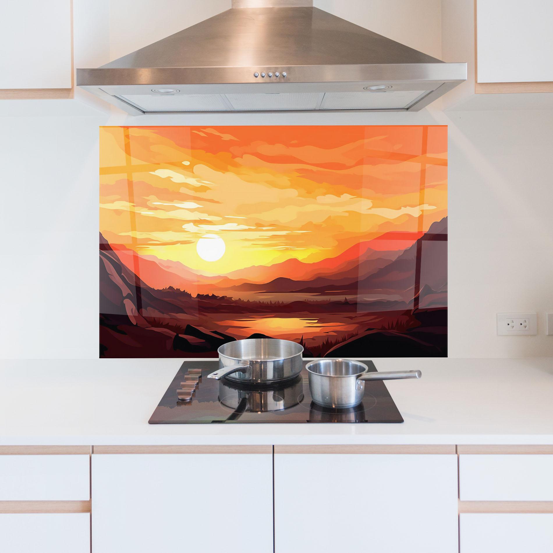 Konyhai üveg hátfal Beautiful Sunset Illustration mockup 5