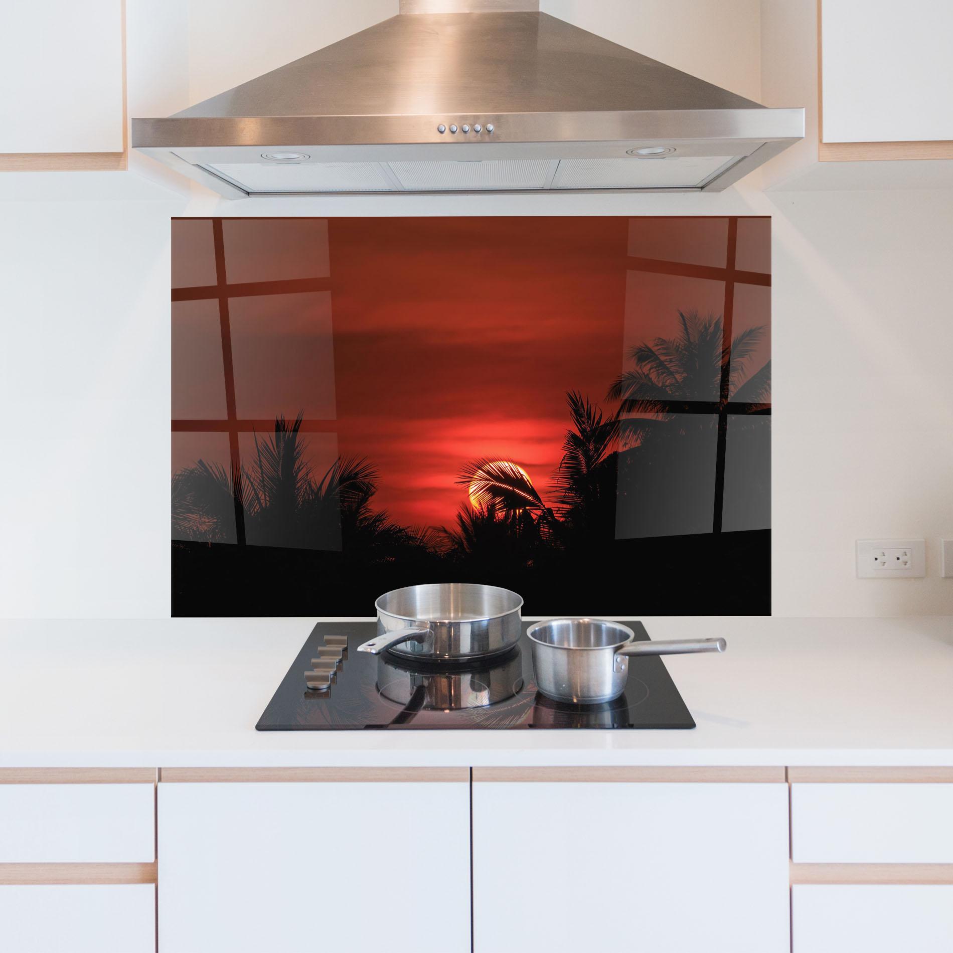 Konyhai üveg hátfal Coconuts Tree Sunset mockup 5