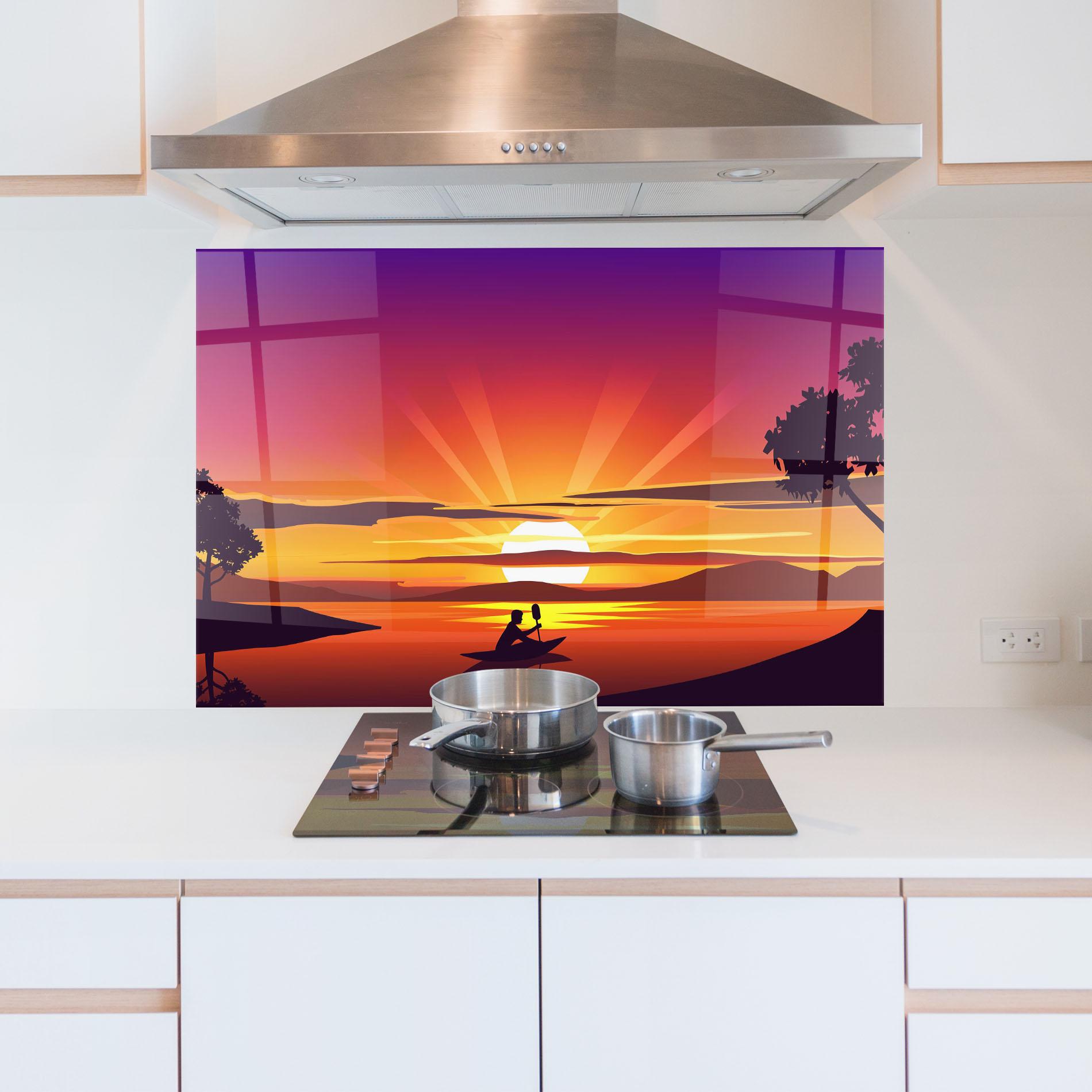 Konyhai üveg hátfal Lake Camp Sunrise mockup 5