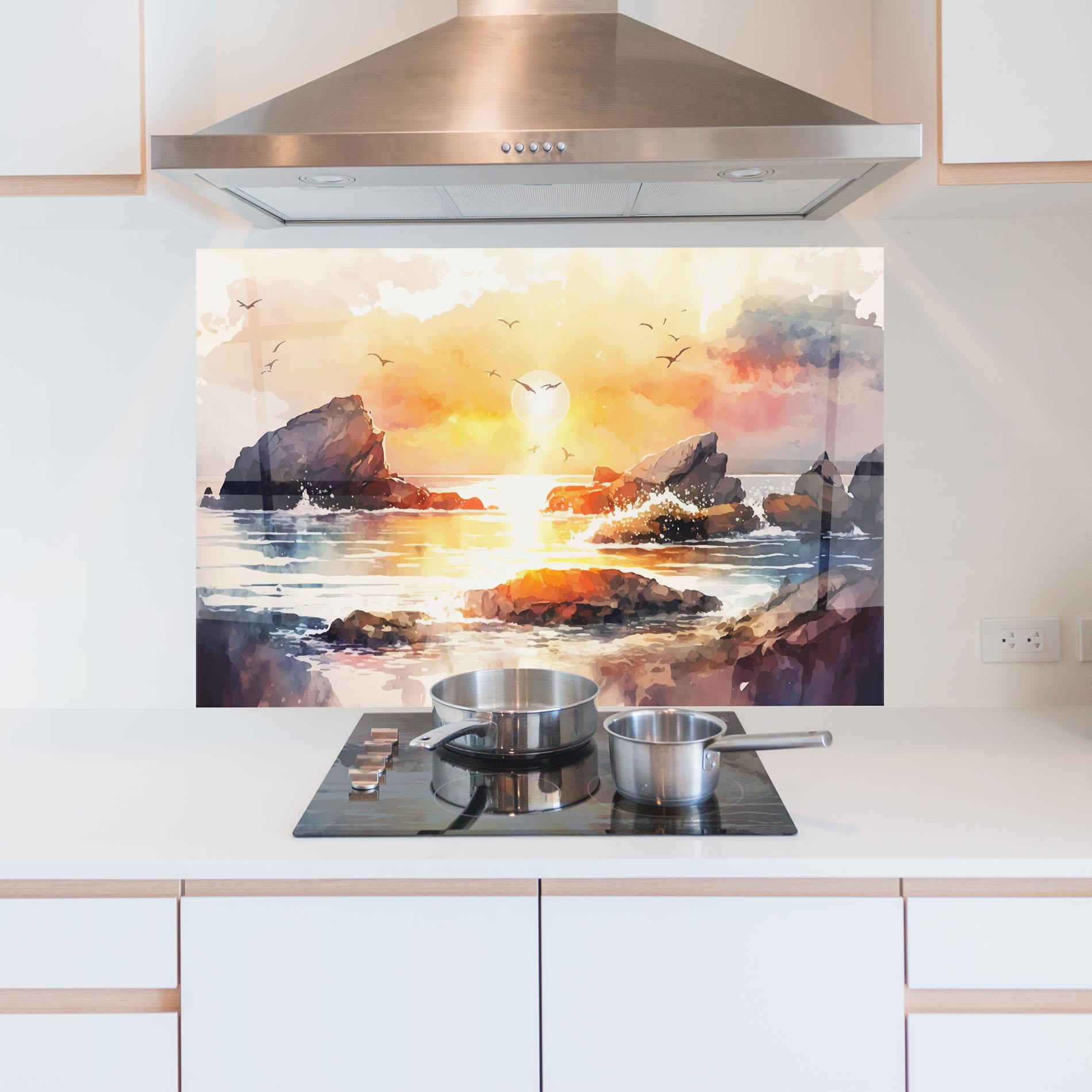 Konyhai üveg hátfal Pretty Pastel Sunset mockup 5