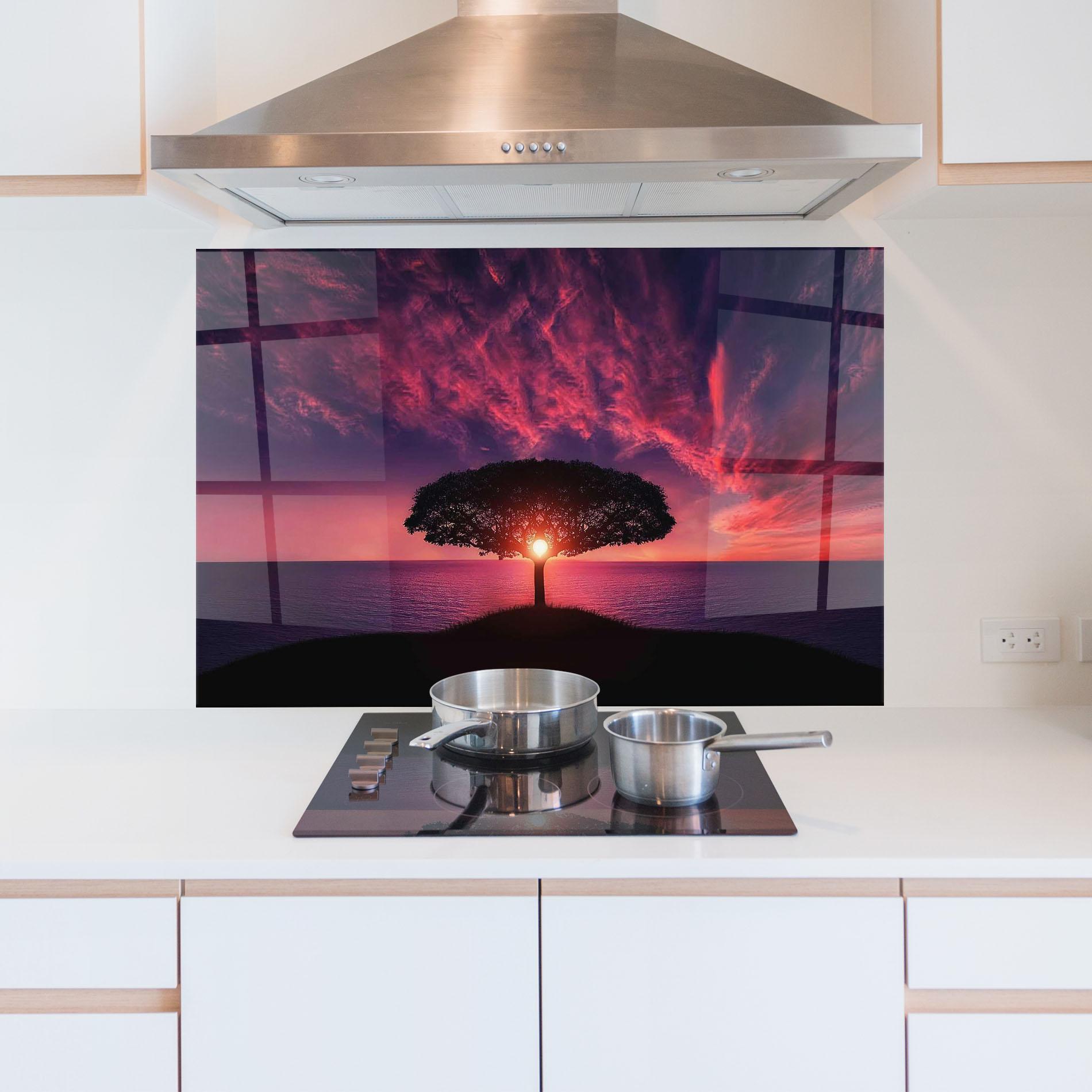 Konyhai üveg hátfal Sun Tree mockup 5
