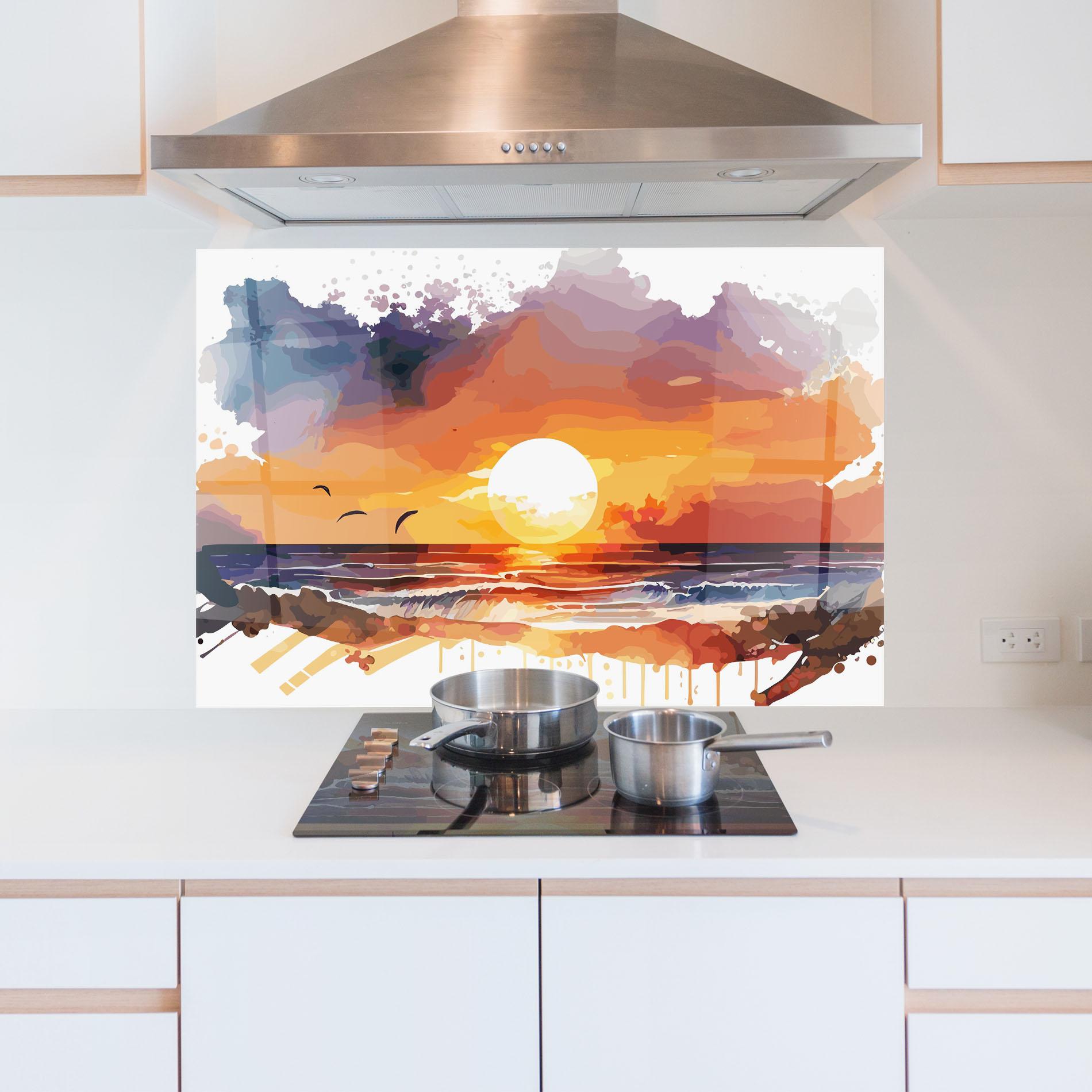 Konyhai üveg hátfal Sunset Art mockup 5